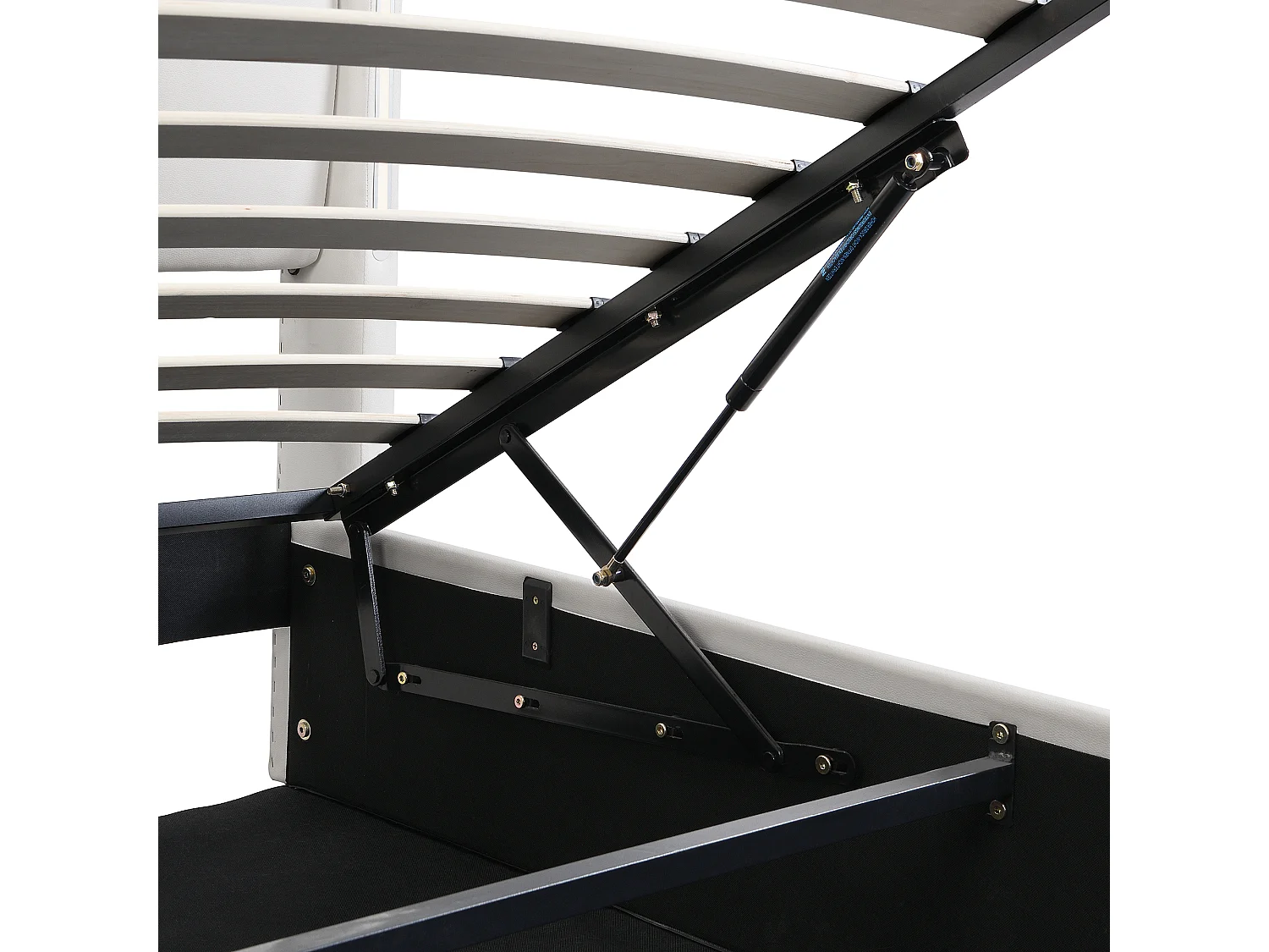 Lit coffre 160x200 cm - avec USB, Type-C, éclairage LED, tête de lit réglable, sommier à lattes - blanc - sans matelas