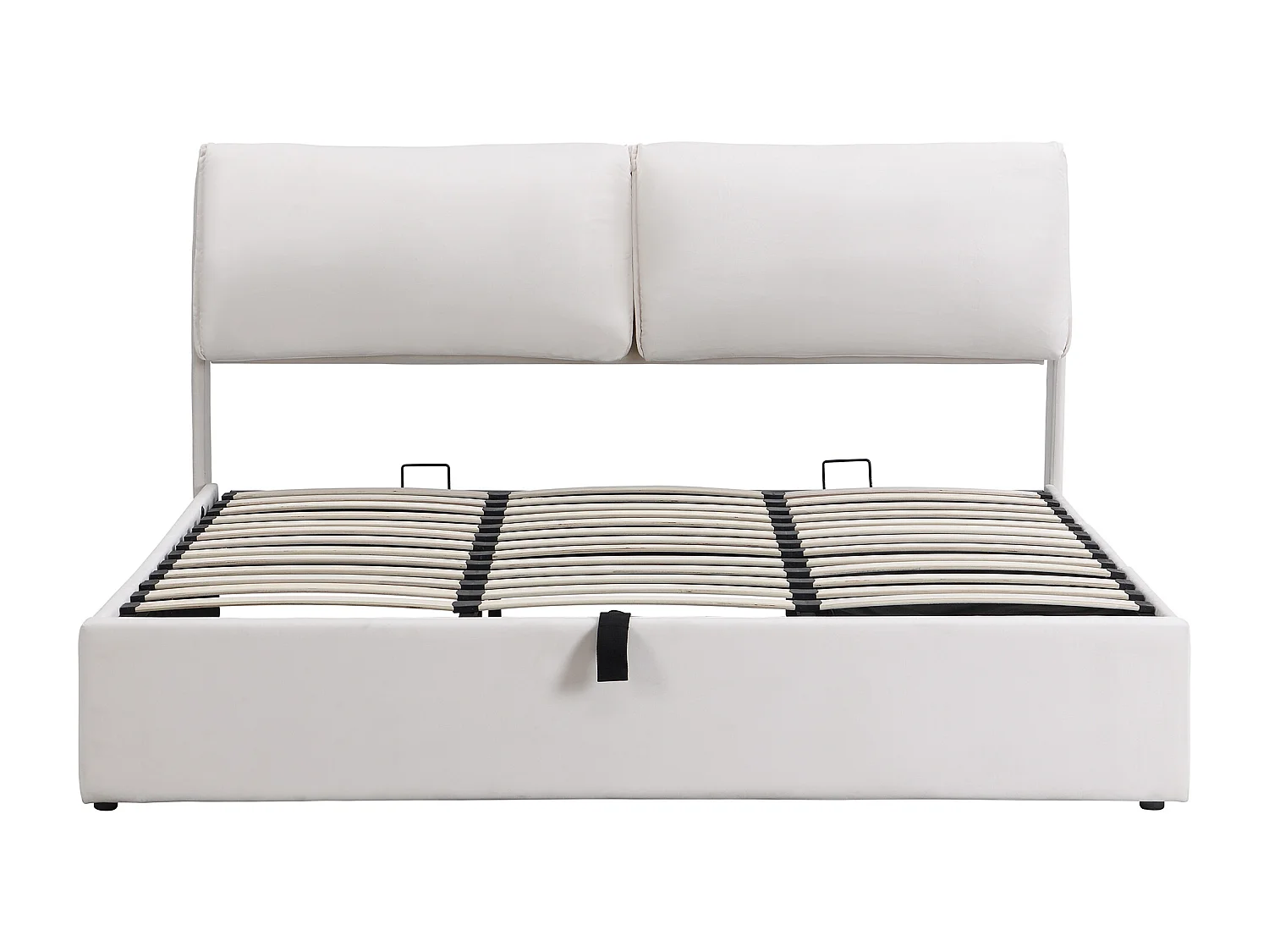 Lit coffre 180x200 - avec 3 tiroirs, tête de lit, sommier à lattes - en velours - beige - sans matelas