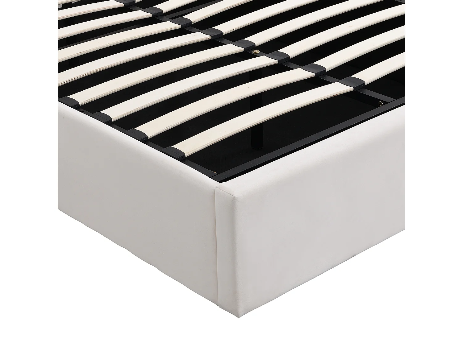 Lit coffre 180x200 - avec 3 tiroirs, tête de lit, sommier à lattes - en velours - beige - sans matelas