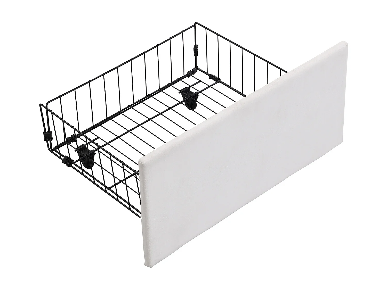 Lit coffre 180x200 - avec 3 tiroirs, tête de lit, sommier à lattes - en velours - beige - sans matelas