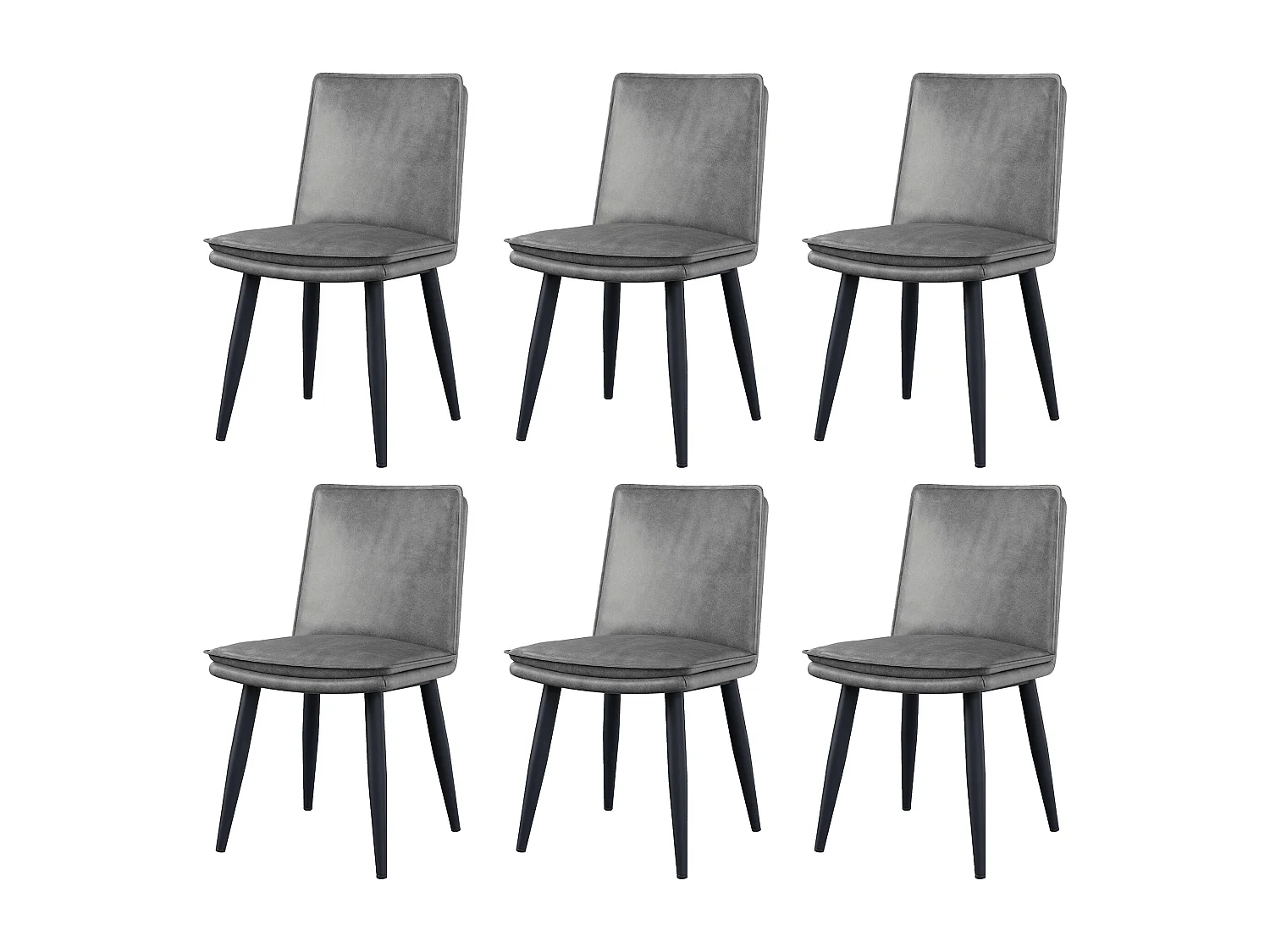 Lot de 6 chaises de salle à manger, PU gris, assises rembourrées double couche - pour salles à manger et salon