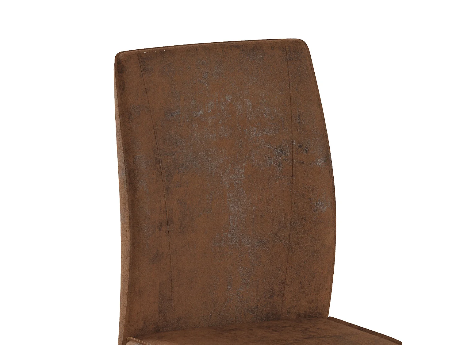 Set van 2 eetkamerstoelen, bruin imitatieleer, gewatteerde rugleuning, zwarte metalen poten