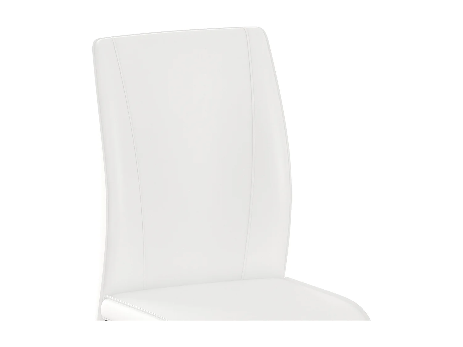 Lot de 2 chaises de salle à manger, simili cuir blanc, dossier rembourré, pieds en métal noir