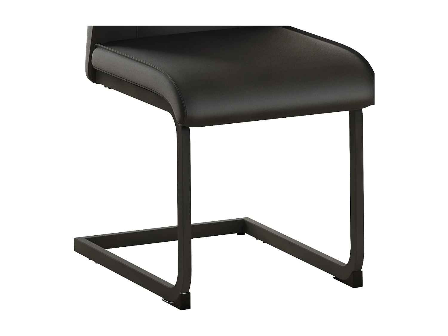 Lot de 2 chaises de salle à manger, simili cuir noir, dossier rembourré, pieds en métal