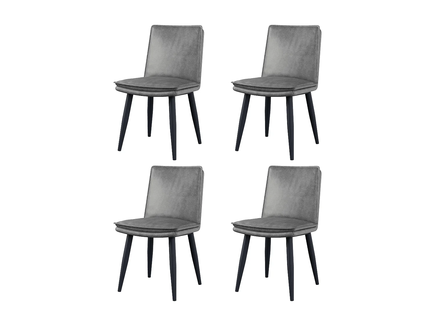 Lot de 4 chaises de salle à manger, PU gris, assises rembourrées double couche - pour salles à manger et salon