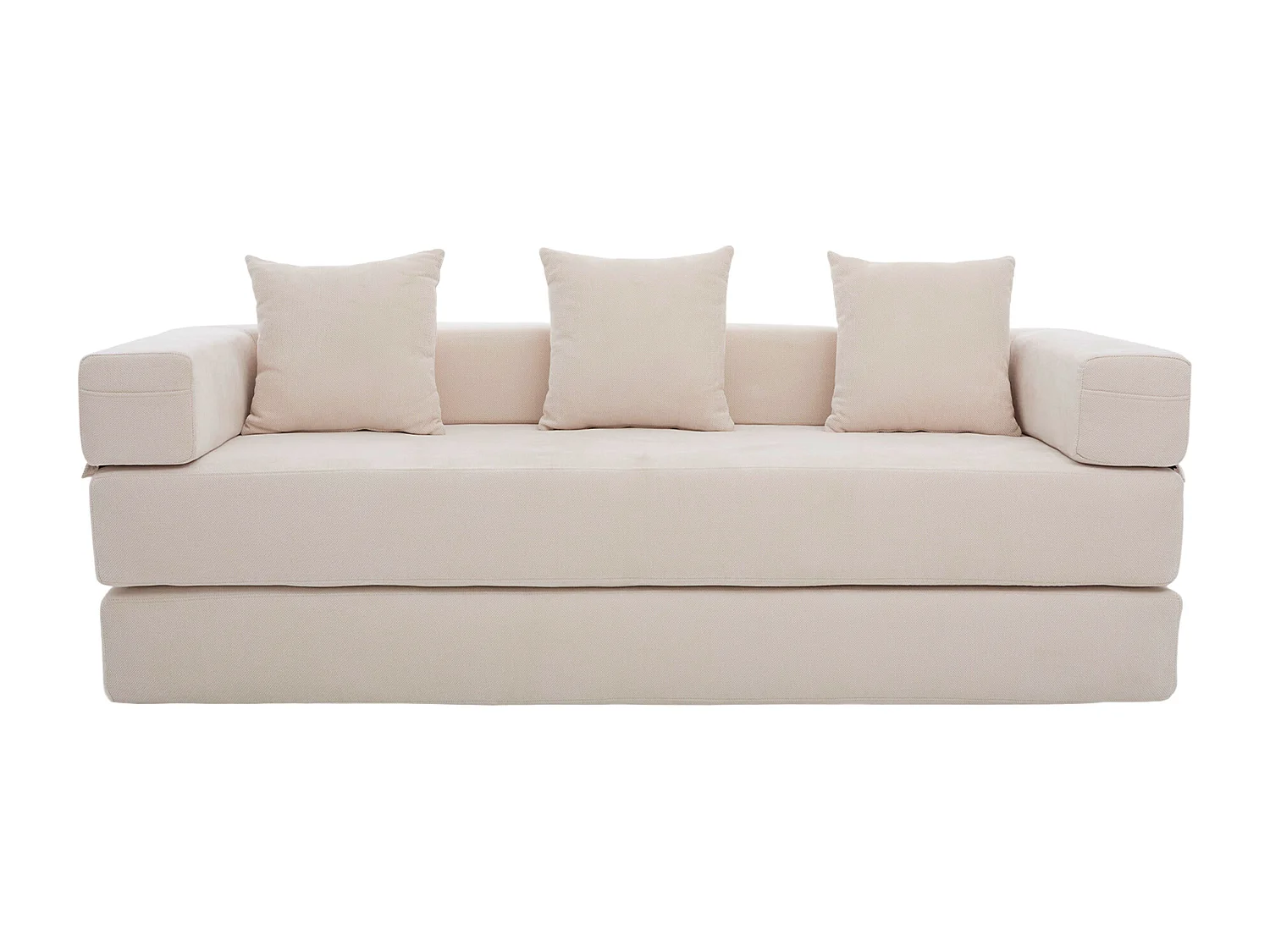 2-zitsbank, Omvormbare bank met zijvakken voor opbergruimte - Beige chenille