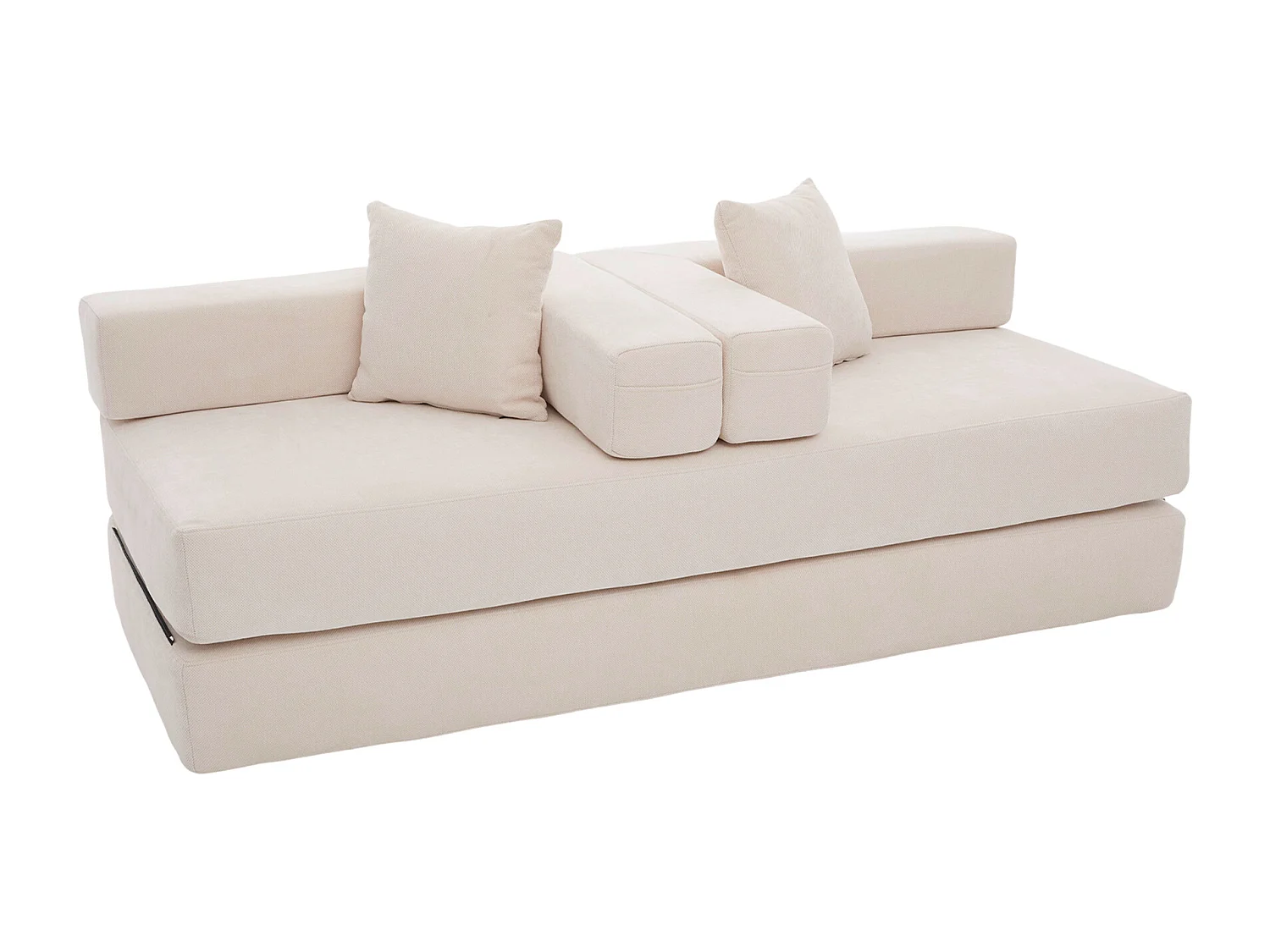 2-zitsbank, Omvormbare bank met zijvakken voor opbergruimte - Beige chenille