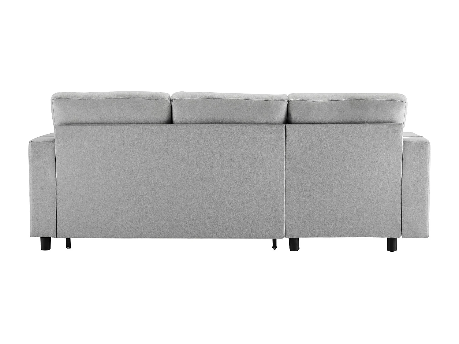 Canapé 3 places, canapé convertible avec rangement et poches latérales, structure en métal - lin gris clair