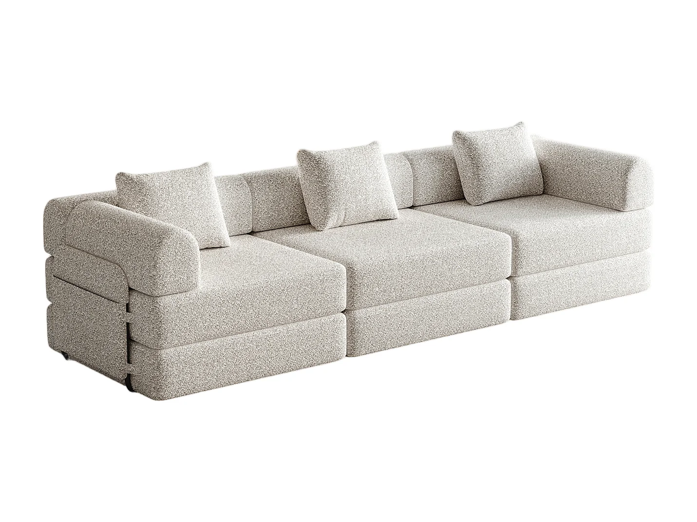 Canapé 3 places, Canapé convertible avec accoudoirs et poches latérales, structure en métal - Chenille kaki