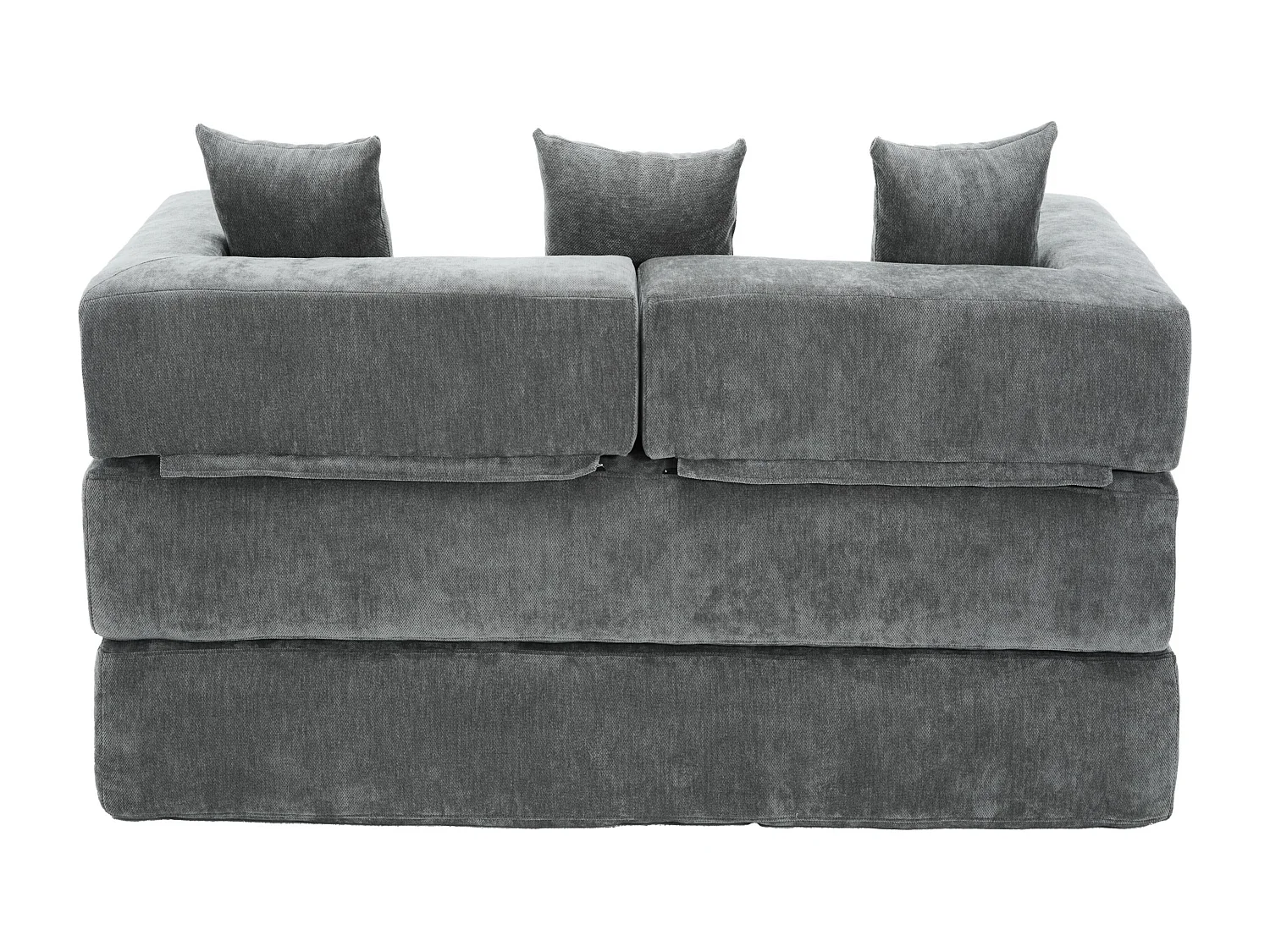 Canapé 2 places, Canapé convertible avec poches latérales de rangement - Chenille grise