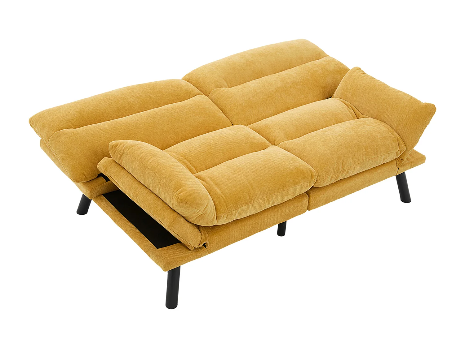 Canapé 2 places, canapé rembourré avec dossier et accoudoirs réglables, pieds en métal - Chenille jaune