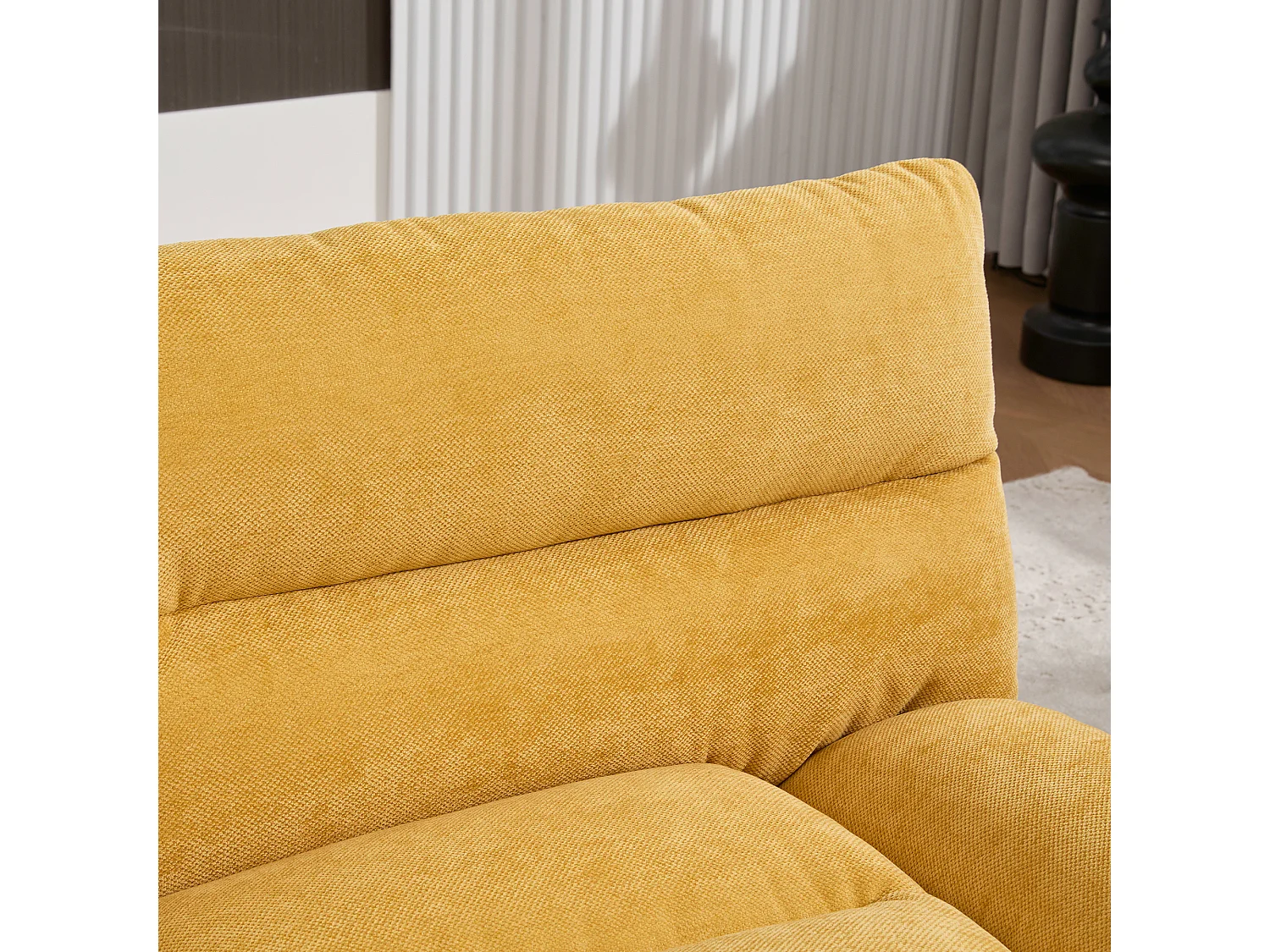 Canapé 2 places, canapé rembourré avec dossier et accoudoirs réglables, pieds en métal - Chenille jaune