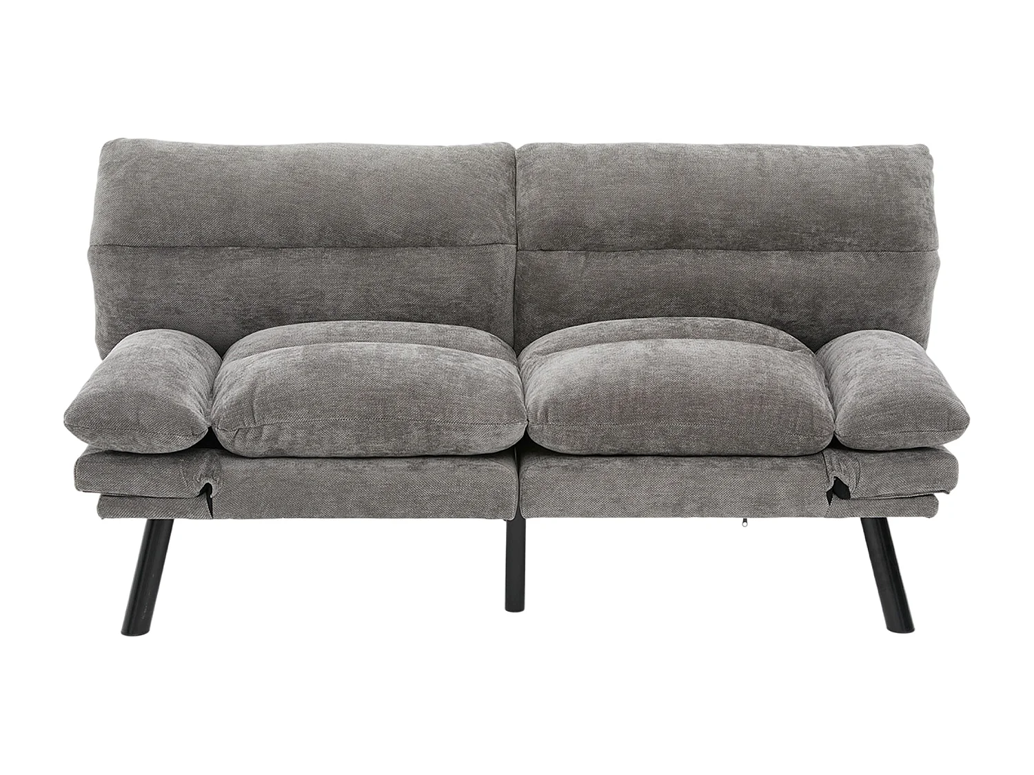 2-Sitzer-Sofa, Gepolstertes Sofa mit verstellbarer Rückenlehne und Armlehnen, Metallbeine - graue Chenille