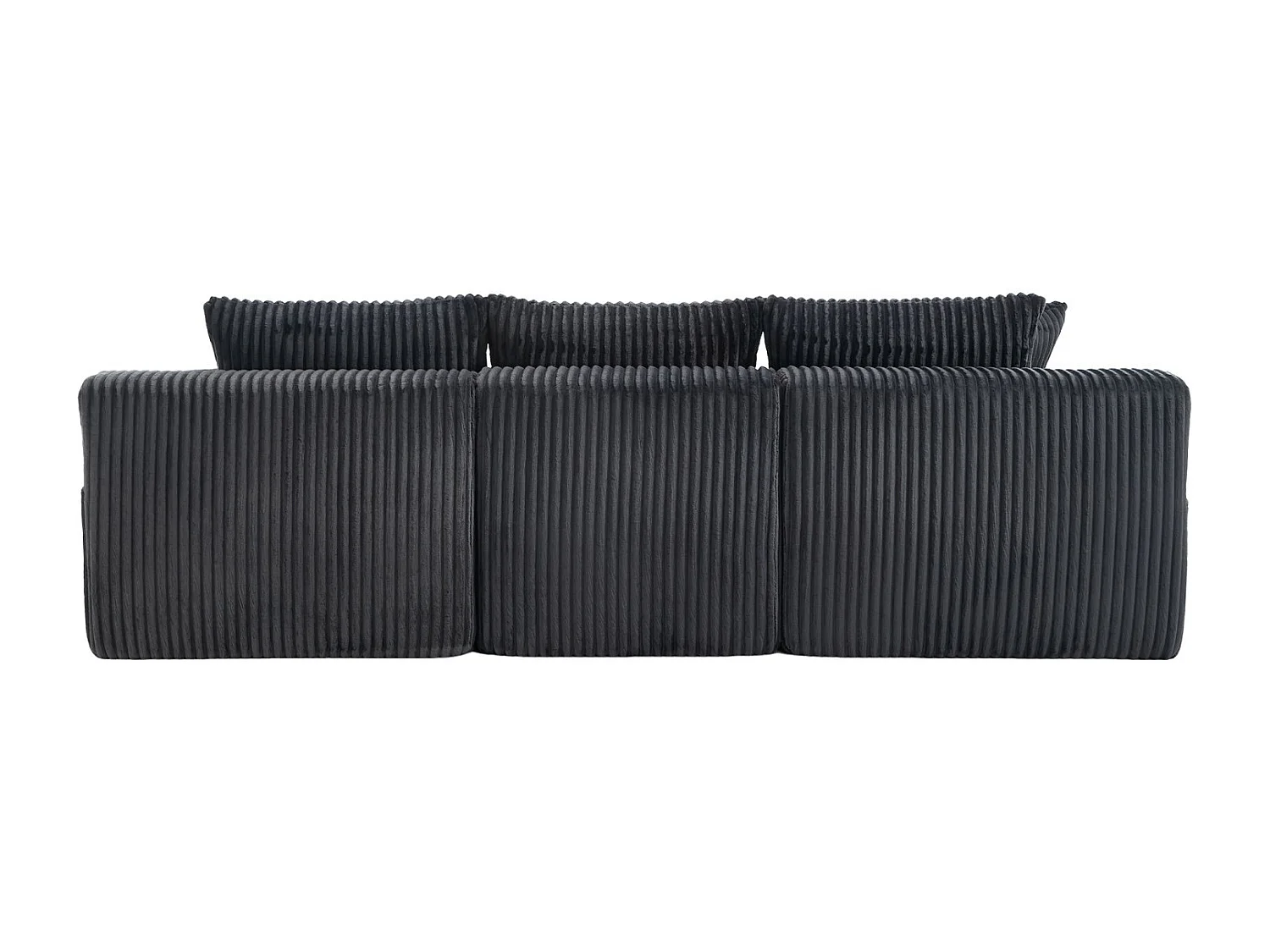 Sofá de 3 plazas, Sofá tapizado con bolsillos laterales y portavasos - Pana gris oscuro