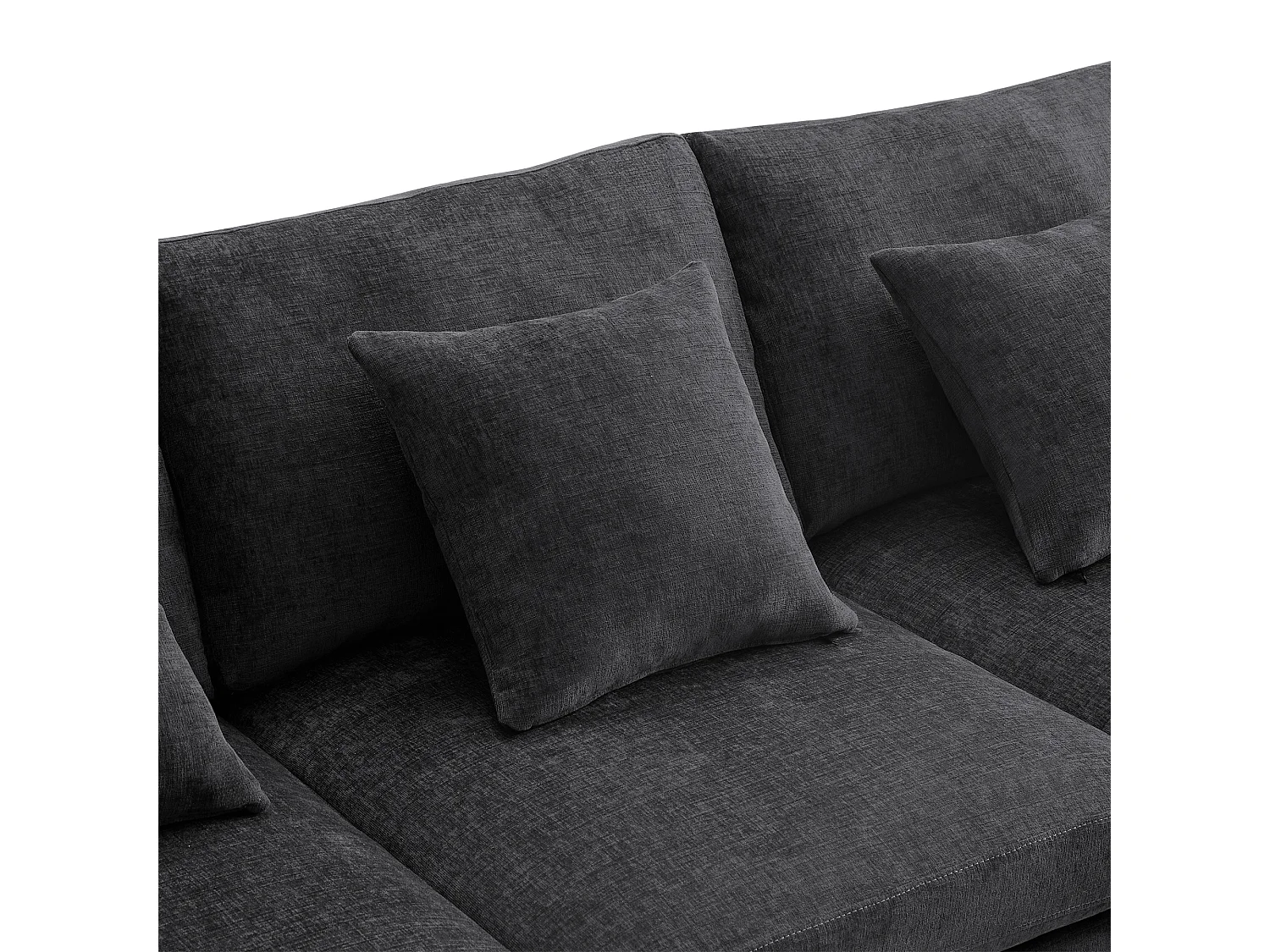 4-Sitzer-Sofa, Chenille-Sofa mit gepolsterter Rückenlehne und Armlehnen, beweglicher Fußstütze – Dunkelgrau