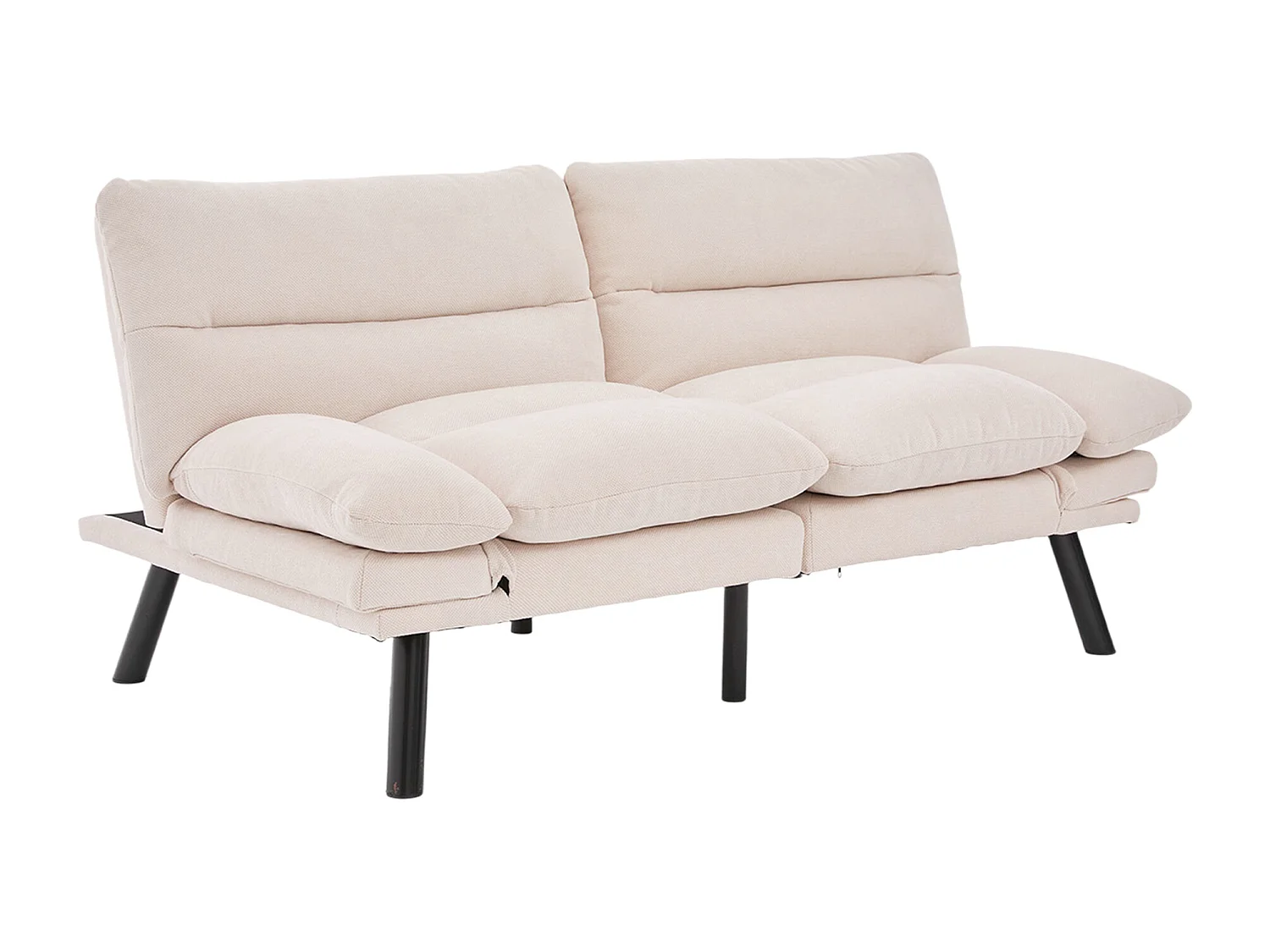 Canapé 2 places, canapé rembourré avec dossier et accoudoirs réglables, pieds en métal - Chenille beige