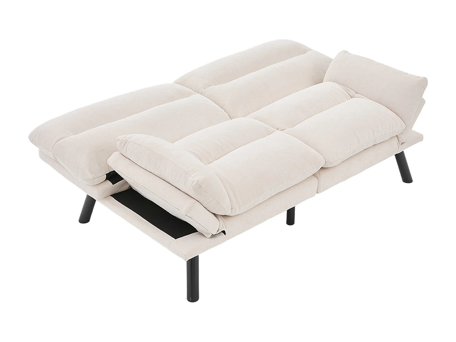 2-Sitzer-Sofa, Gepolstertes Sofa mit verstellbarer Rückenlehne und Armlehnen, Metallbeine - beige Chenille