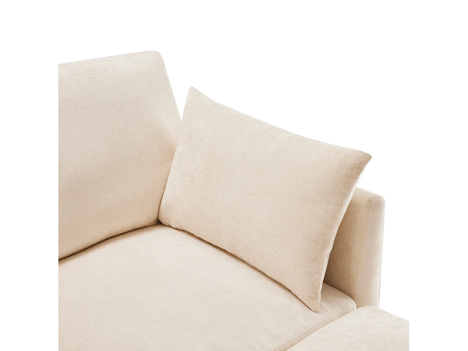 3-Sitzer-Sofa, Chenille-Sofa mit gepolsterter Rückenlehne und Fußhocker – Beige