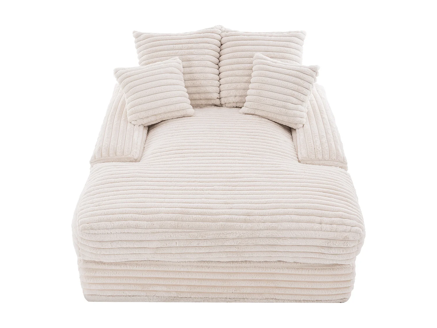 Polstersofa, beiges Cordsofa mit Rückenlehne und Kissen – für Wohn- und Schlafzimmer