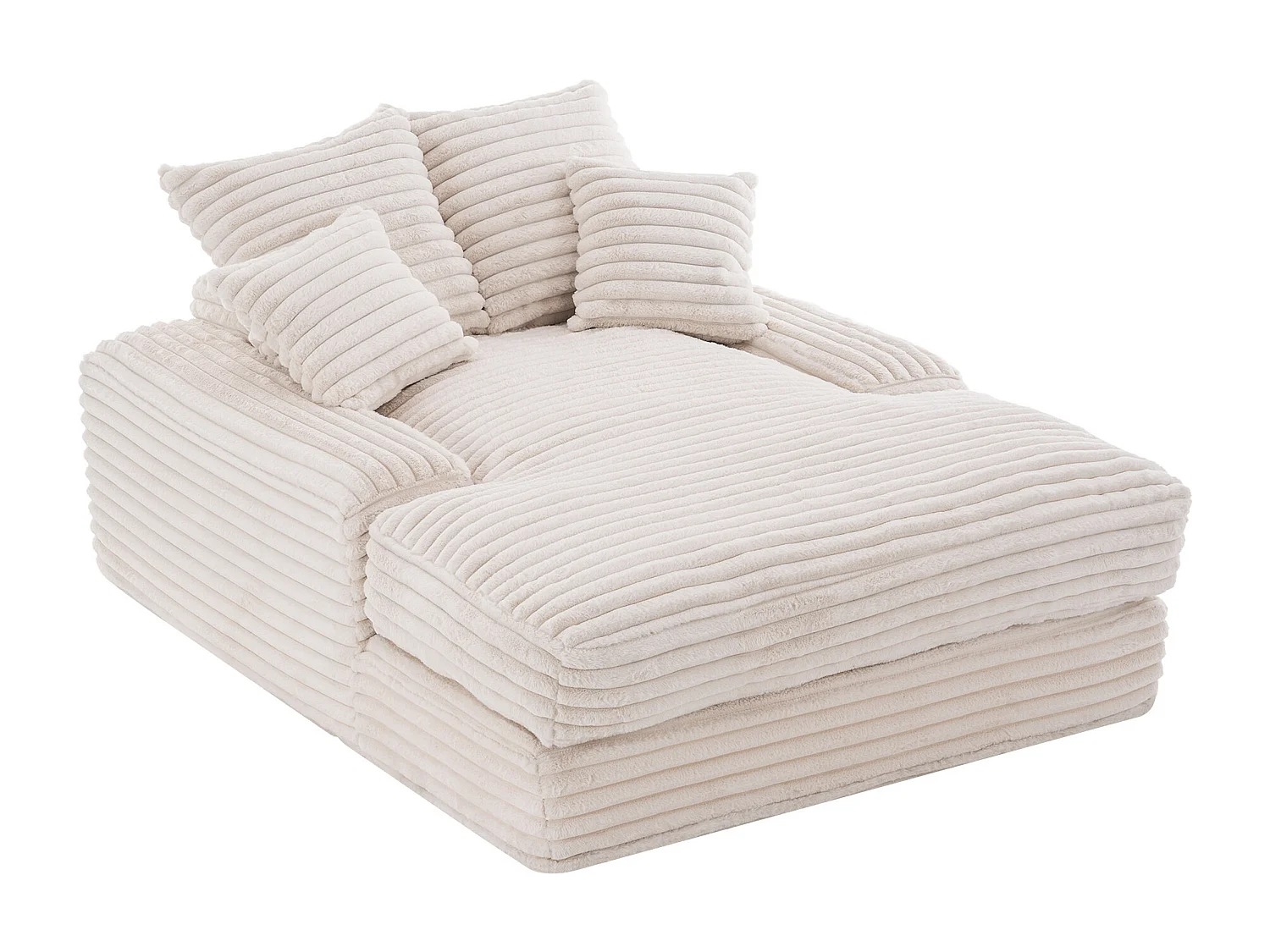 Polstersofa, beiges Cordsofa mit Rückenlehne und Kissen – für Wohn- und Schlafzimmer