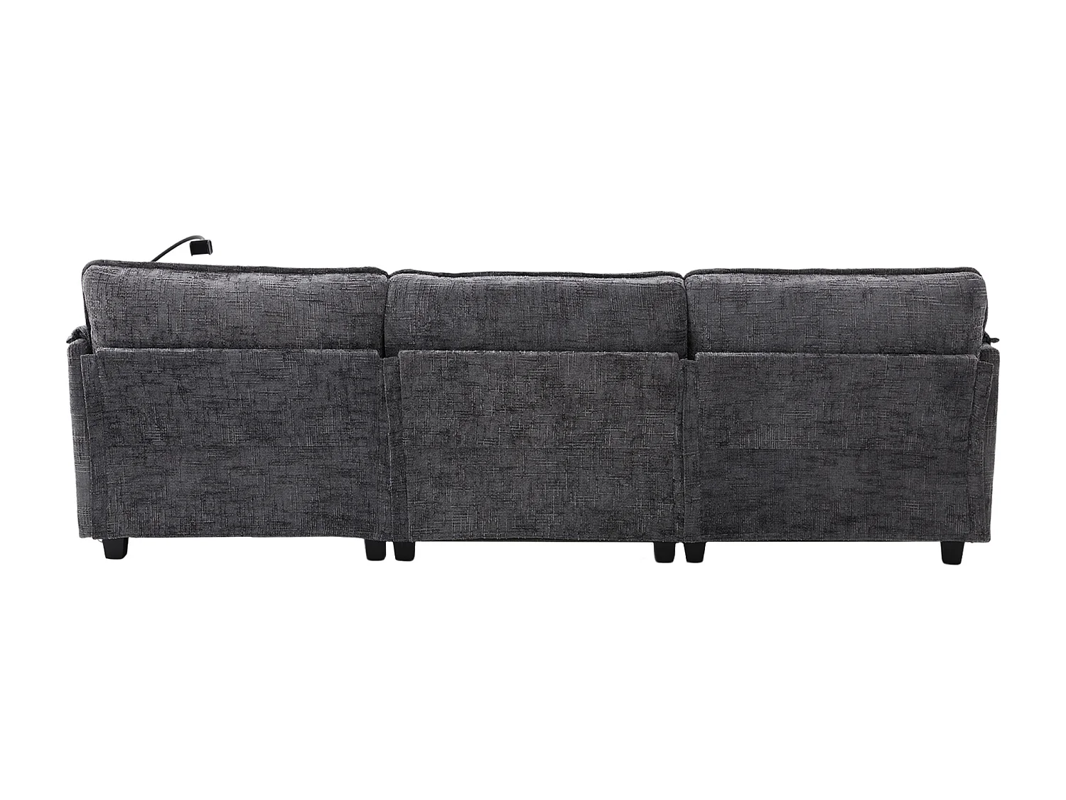 3-Sitzer-Sofa, Ecksofa mit USB-Anschluss, Seitentaschen und Handyhalterung – Graues Chenille