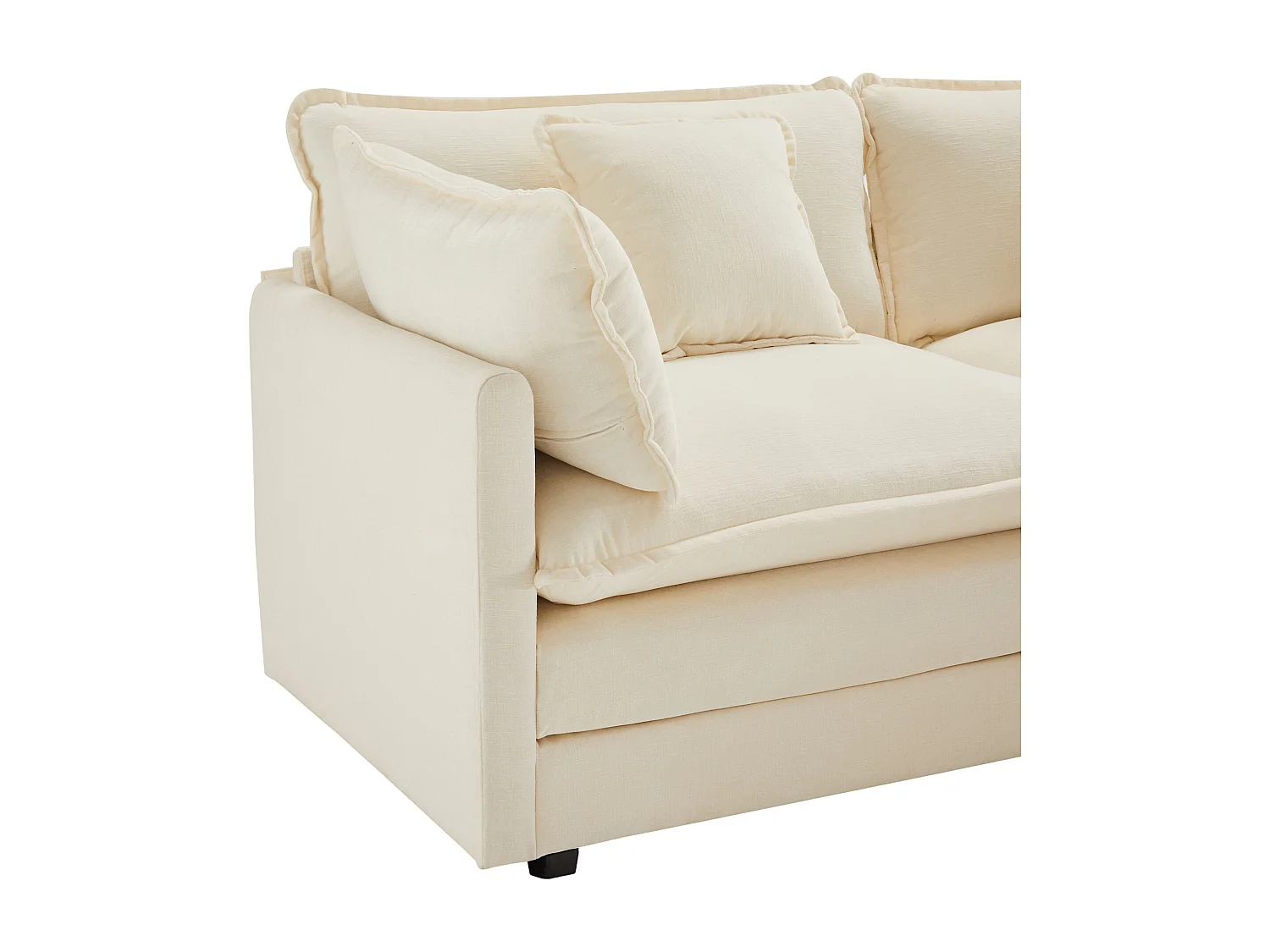 Canapé 3 places, canapé d'angle avec accoudoirs et dossier rembourré - Chenille beige - pour salon et chambre