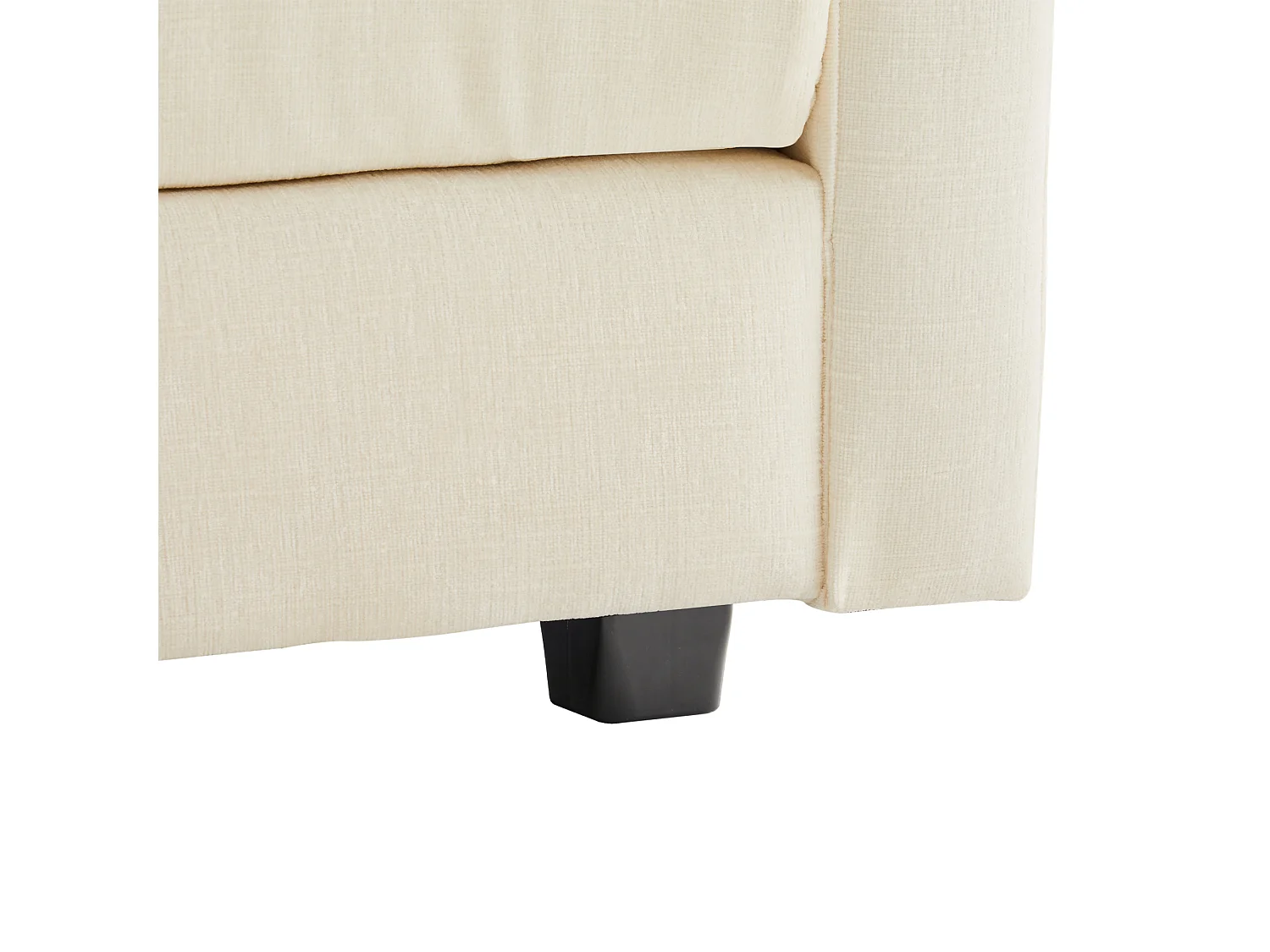 Canapé 3 places, canapé d'angle avec accoudoirs et dossier rembourré - Chenille beige - pour salon et chambre