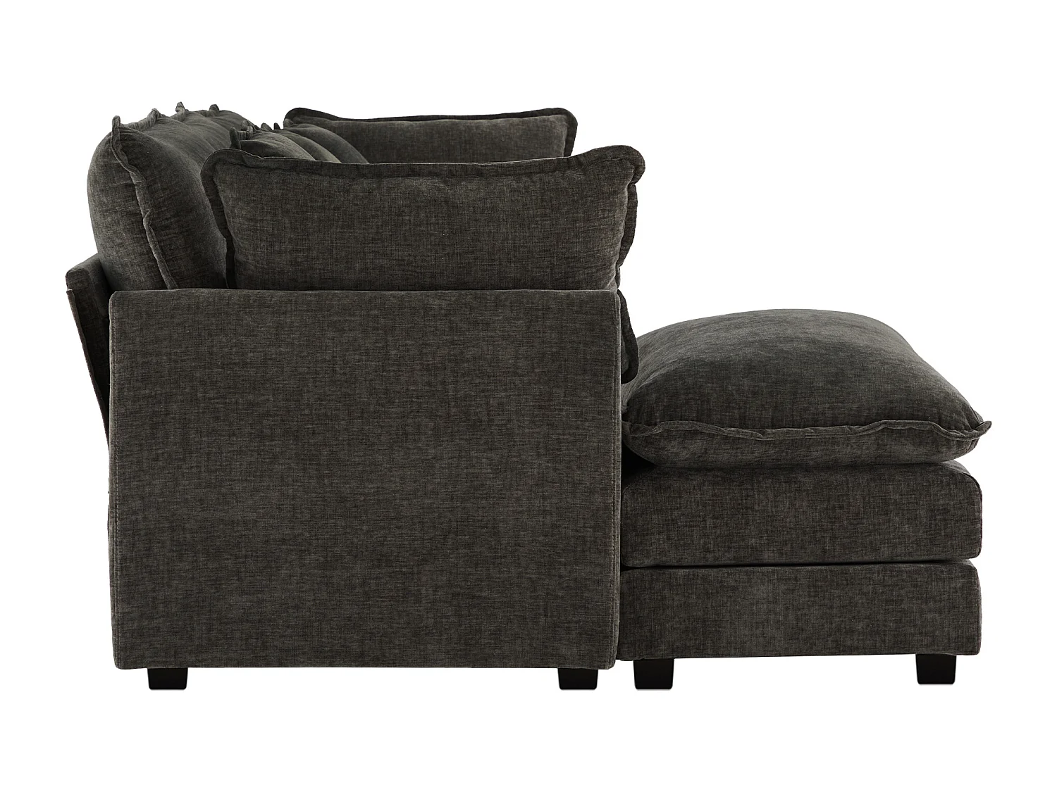 Canapé 3 places, canapé d'angle avec accoudoirs et dossier rembourré - Chenille gris foncé - pour salon et chambre