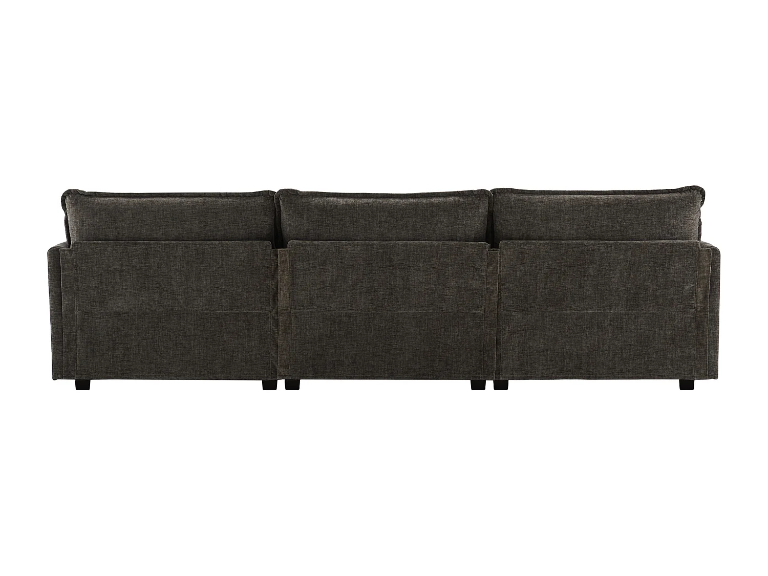 Canapé 3 places, canapé d'angle avec accoudoirs et dossier rembourré - Chenille gris foncé - pour salon et chambre