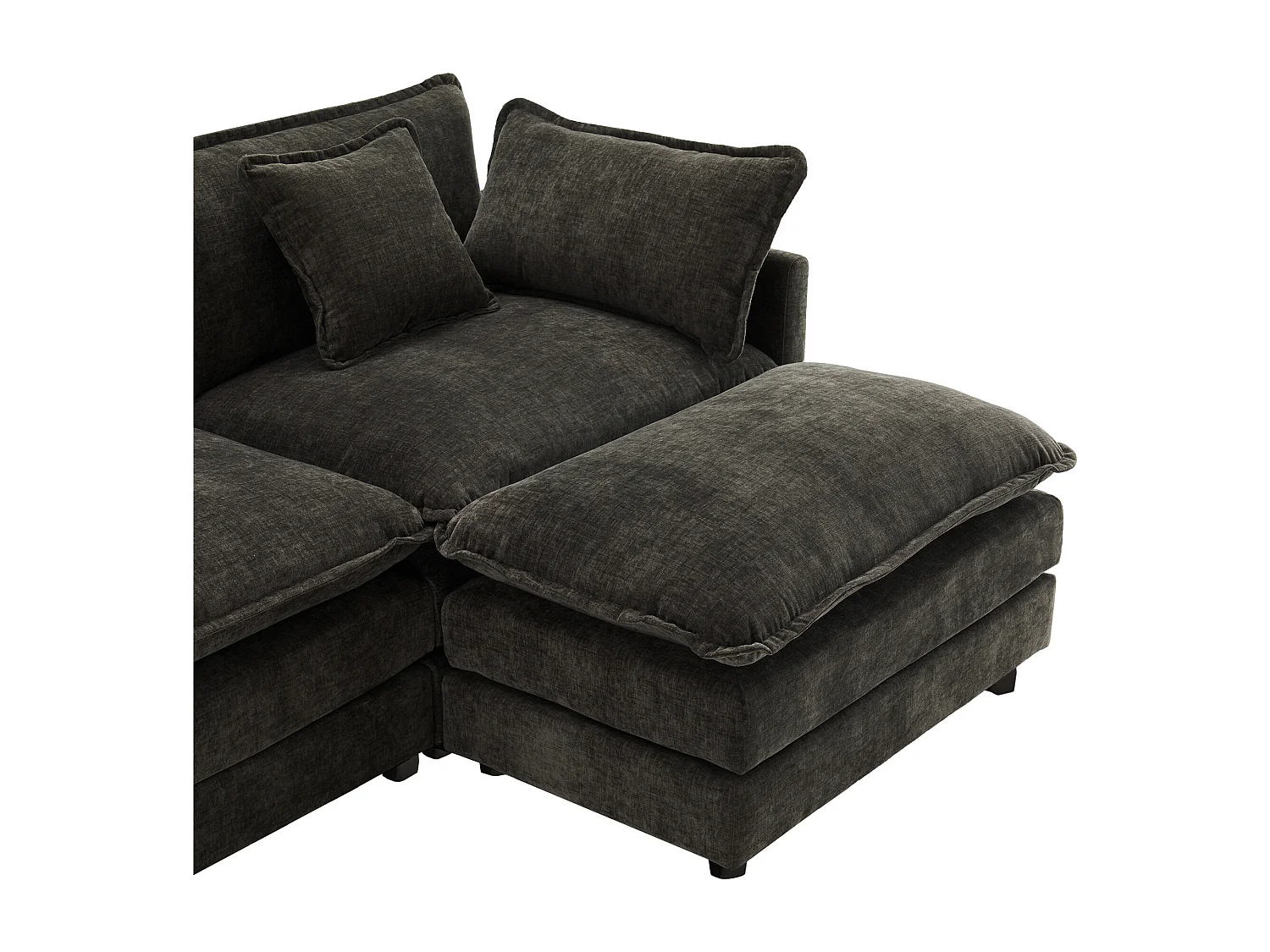 Canapé 3 places, canapé d'angle avec accoudoirs et dossier rembourré - Chenille gris foncé - pour salon et chambre