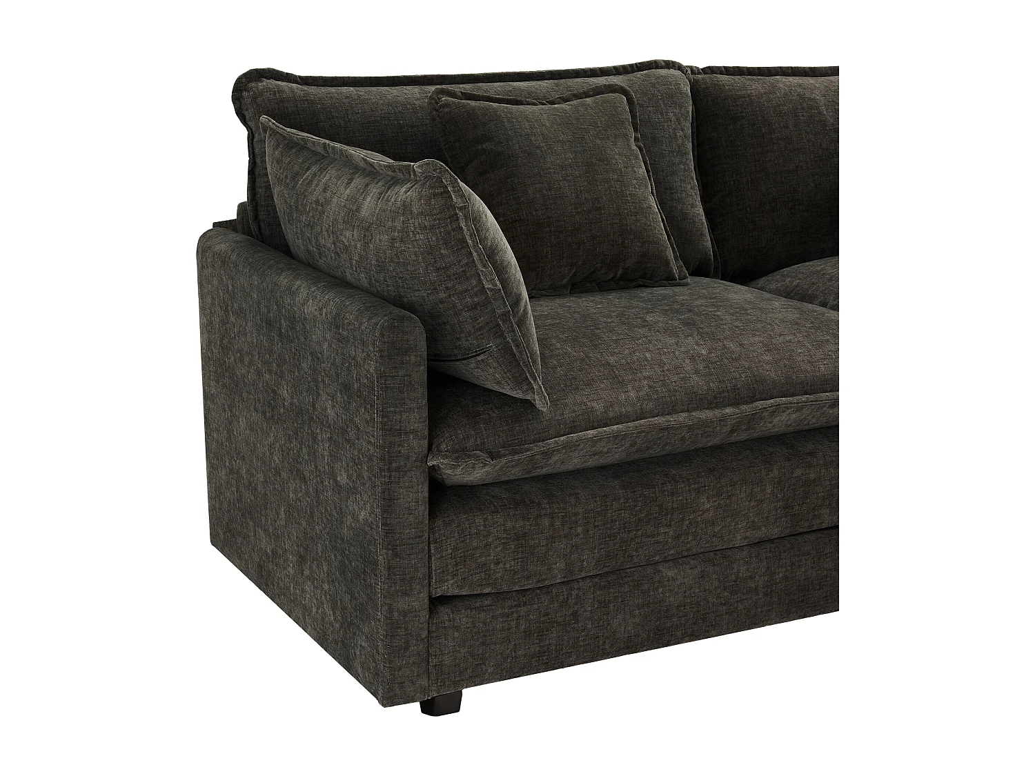 3-Sitzer-Sofa, Ecksofa mit Armlehnen und gepolsterter Rückenlehne – Dunkelgrau Chenille – Geeignet für Wohn