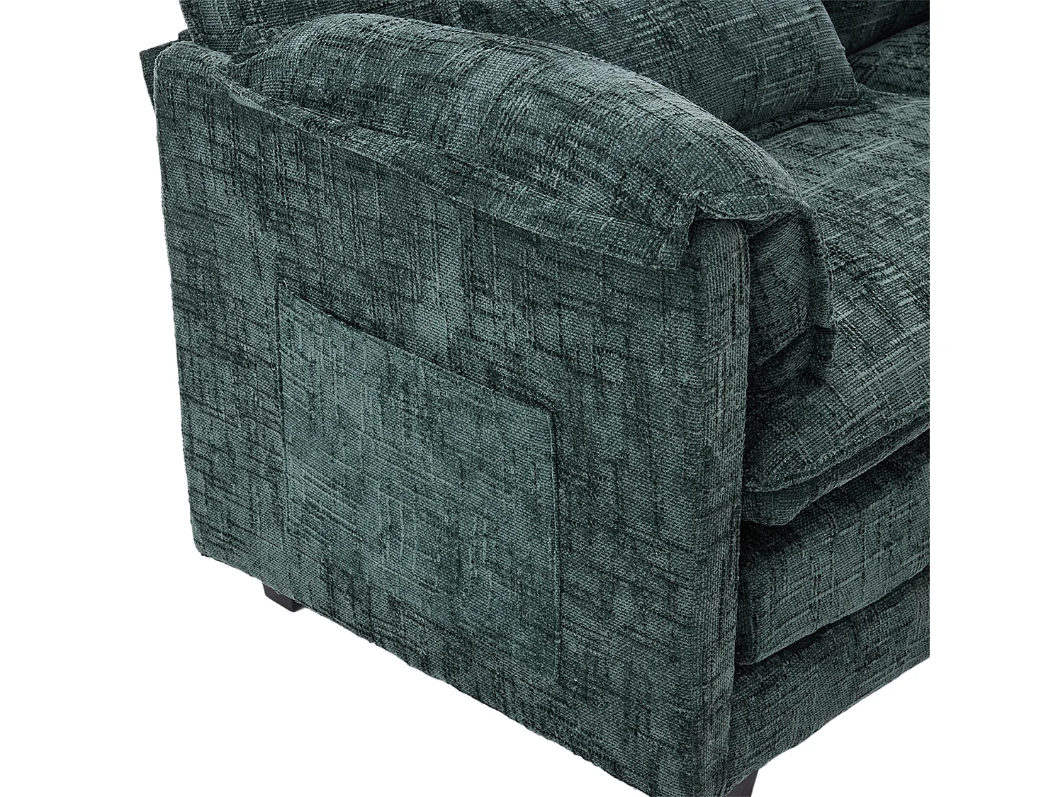 3-Sitzer-Sofa, Ecksofa mit USB-Anschluss, Seitentaschen und Handyhalterung – Grünes Chenille