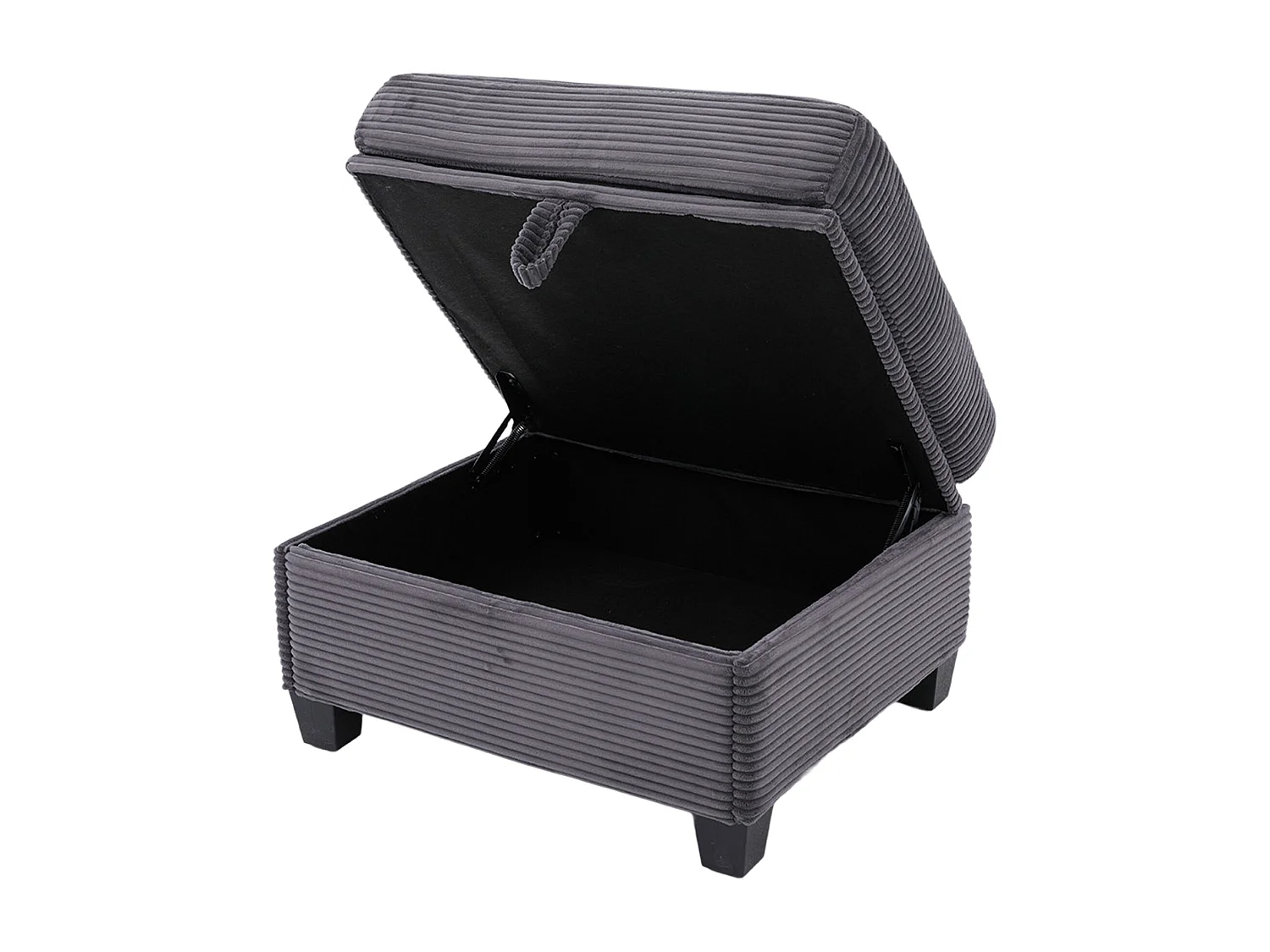 Canapé 3 places, canapé en velours côtelé  avec pouf de rangement, tiroirs, 2 porte-gobelets et port USB - gris