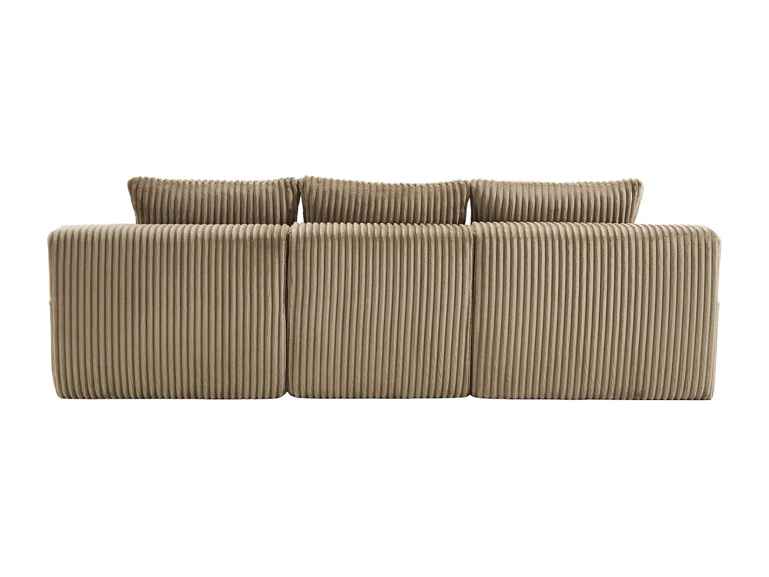 Canapé 3 places, Canapé rembourré avec poches latérales et porte-gobelets - Velours côtelé kaki