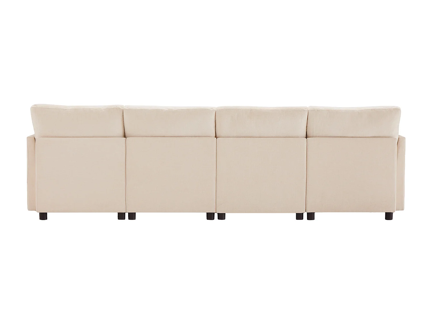 Canapé 4 places, Canapé en chenille avec dossier et accoudoirs rembourrés, repose-pieds mobile - beige