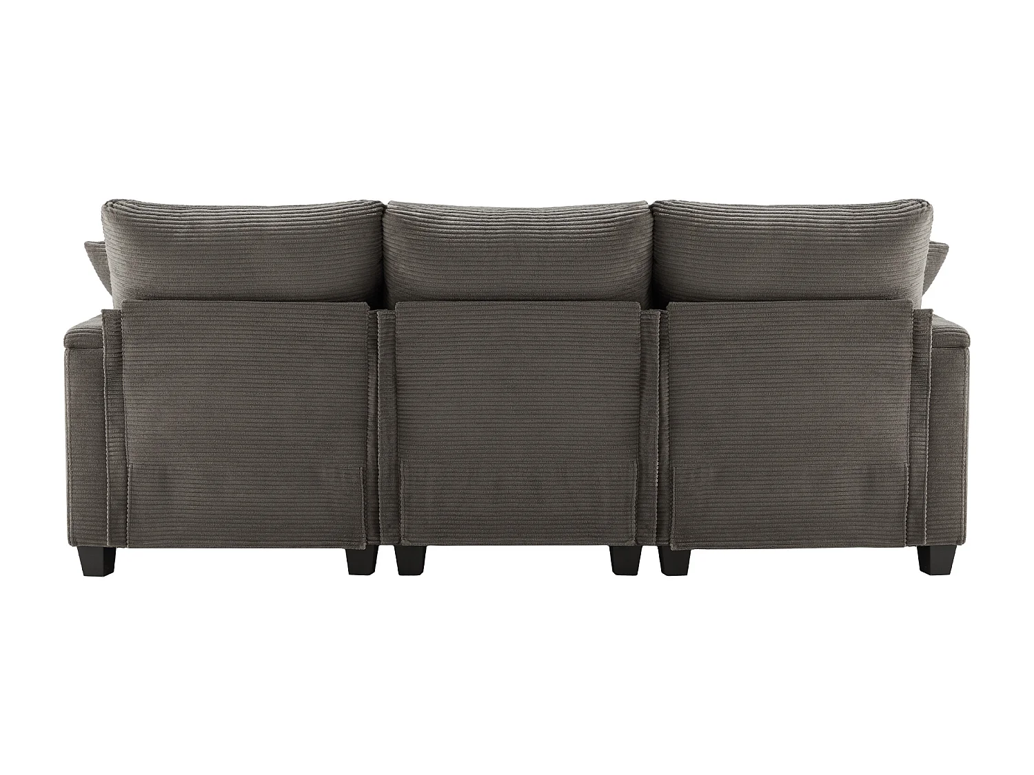 3-Sitzer-Sofa, Ecksofa mit USB-Anschluss, Handyhalter und Getränkehalter – Dunkelgrauer Cord