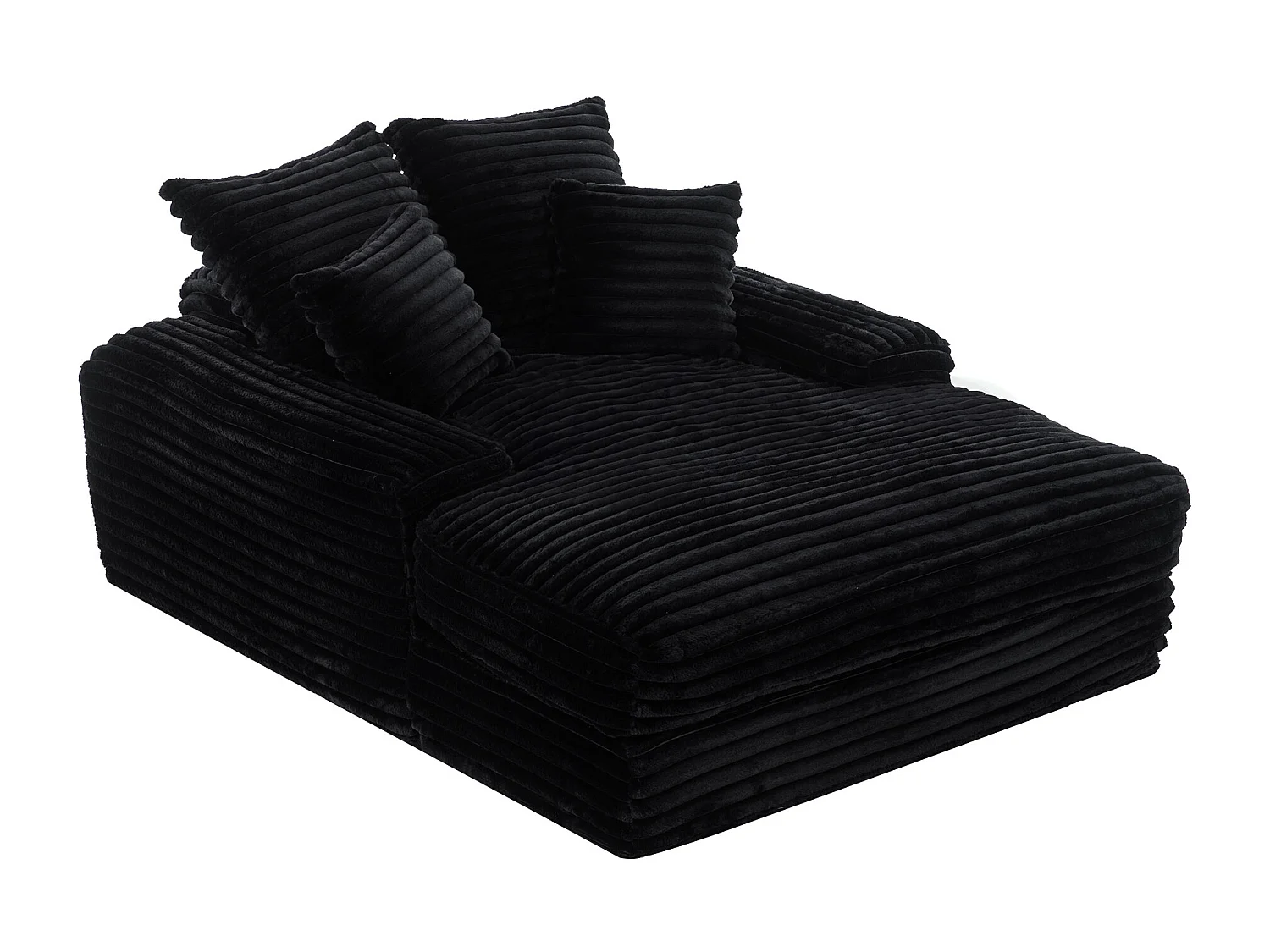 Canapé capitonné, canapé en velours côtelé noir avec dossier et coussins - pour salon et aux chambre