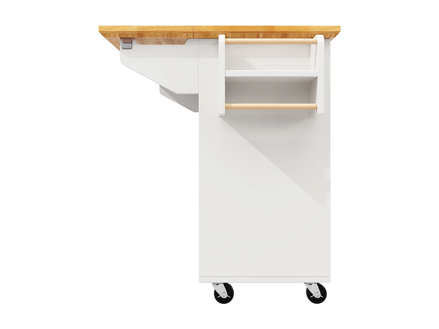 Mobilna wyspa kuchenna z 2 drzwiami, 5 szufladami i regulowanymi półkami – biała