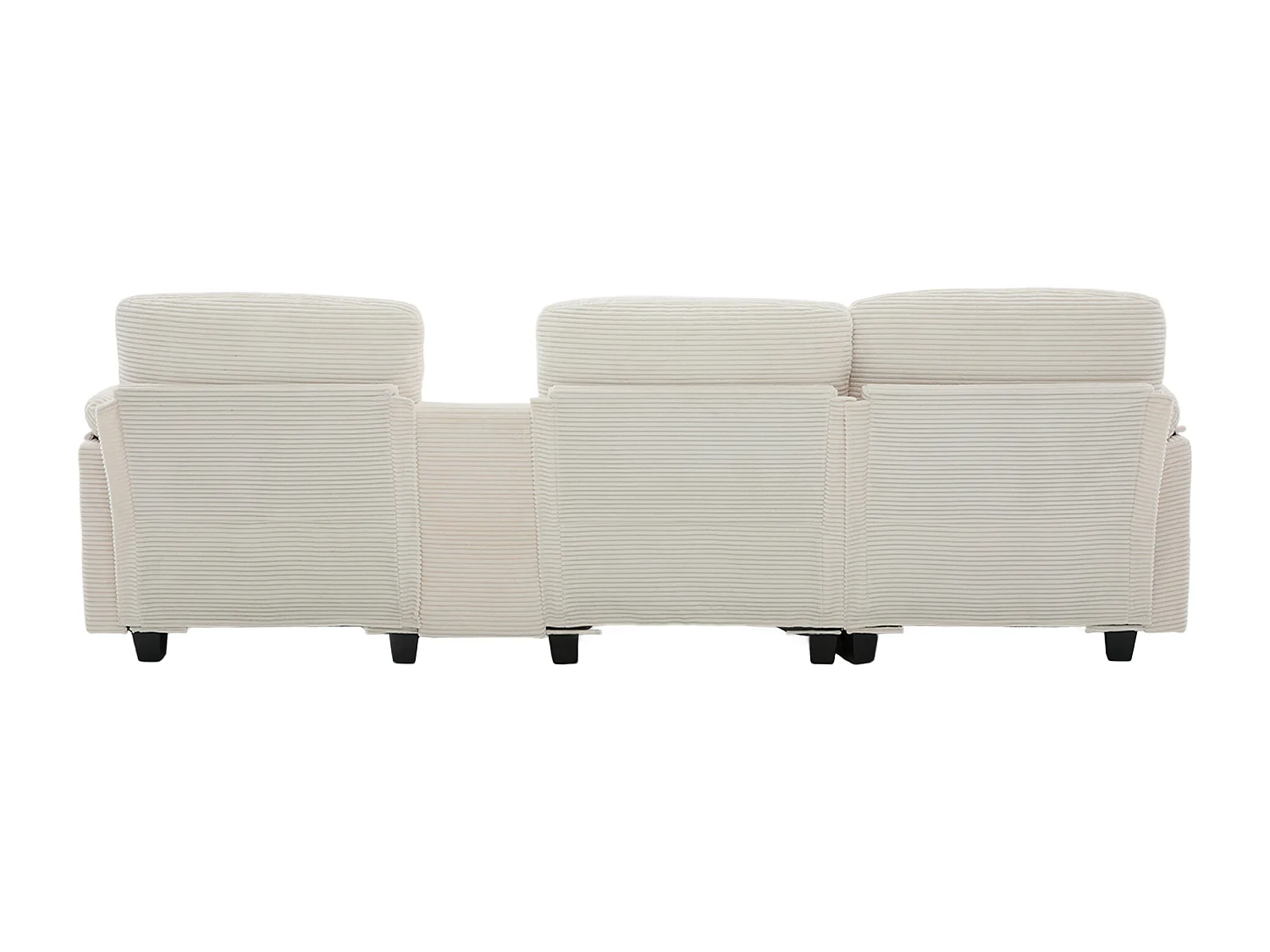 3-Sitzer-Sofa, cordsofa mit Stauraumhocker, Schubladen, 2 Getränkehaltern und USB-Anschluss – Beige