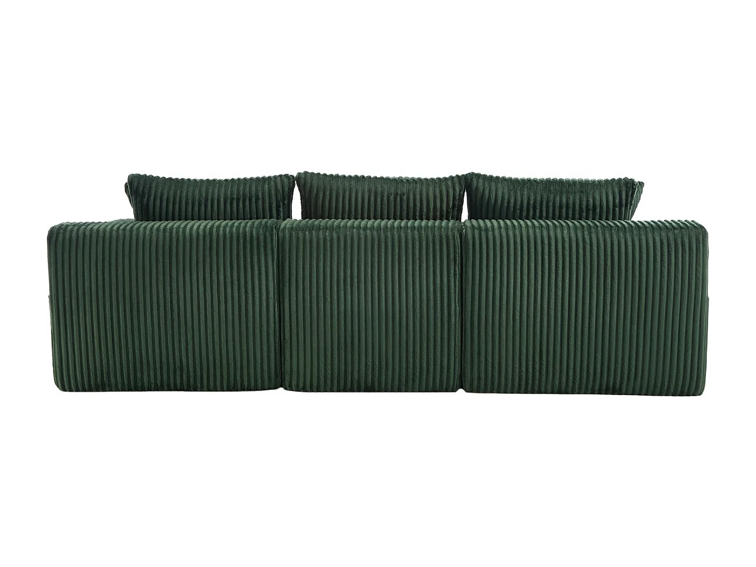 Canapé 3 places, Canapé rembourré avec poches latérales et porte-gobelets - Velours côtelé vert