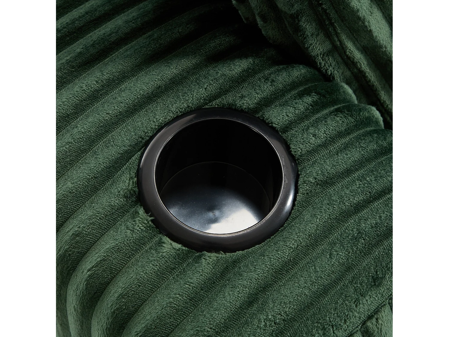 Canapé 3 places, Canapé rembourré avec poches latérales et porte-gobelets - Velours côtelé vert