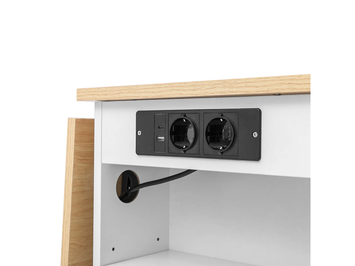 Mobiel keukeneiland met USB-aansluiting en uitklapbaar tafelblad, 2 opberglades - wit