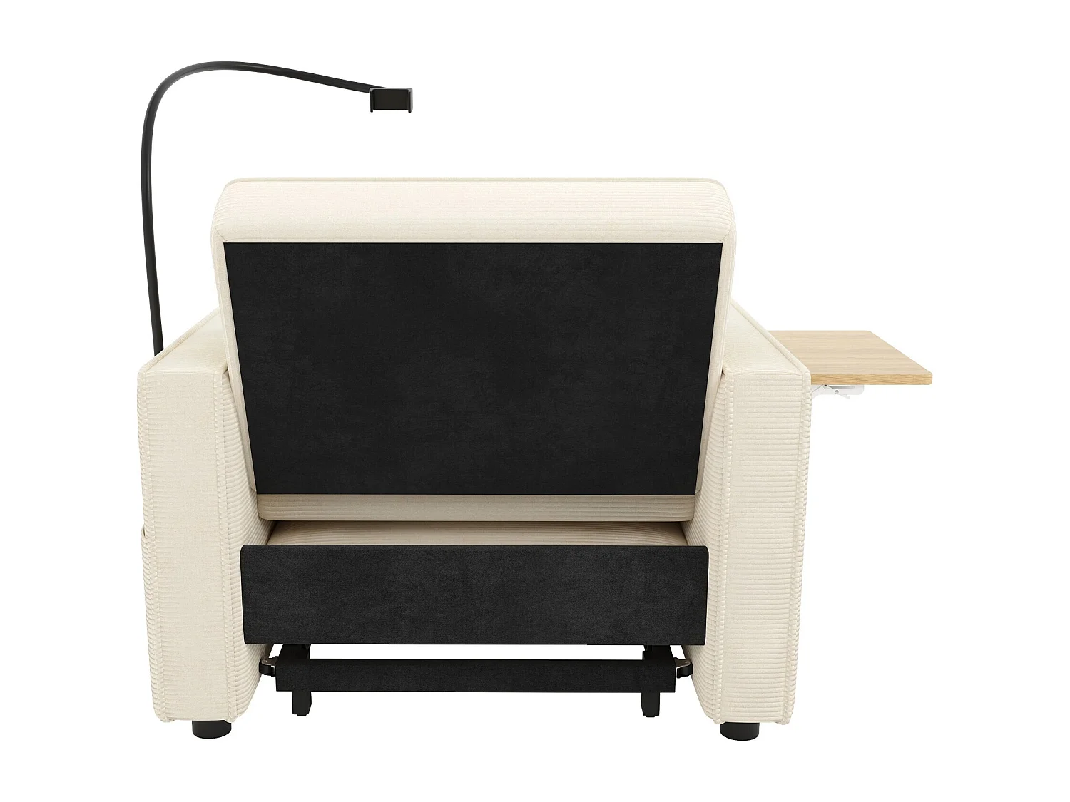 Converteerbare bank met USB-aansluiting en telefoonhouder, verstelbare rugleuning - Beige corduroy