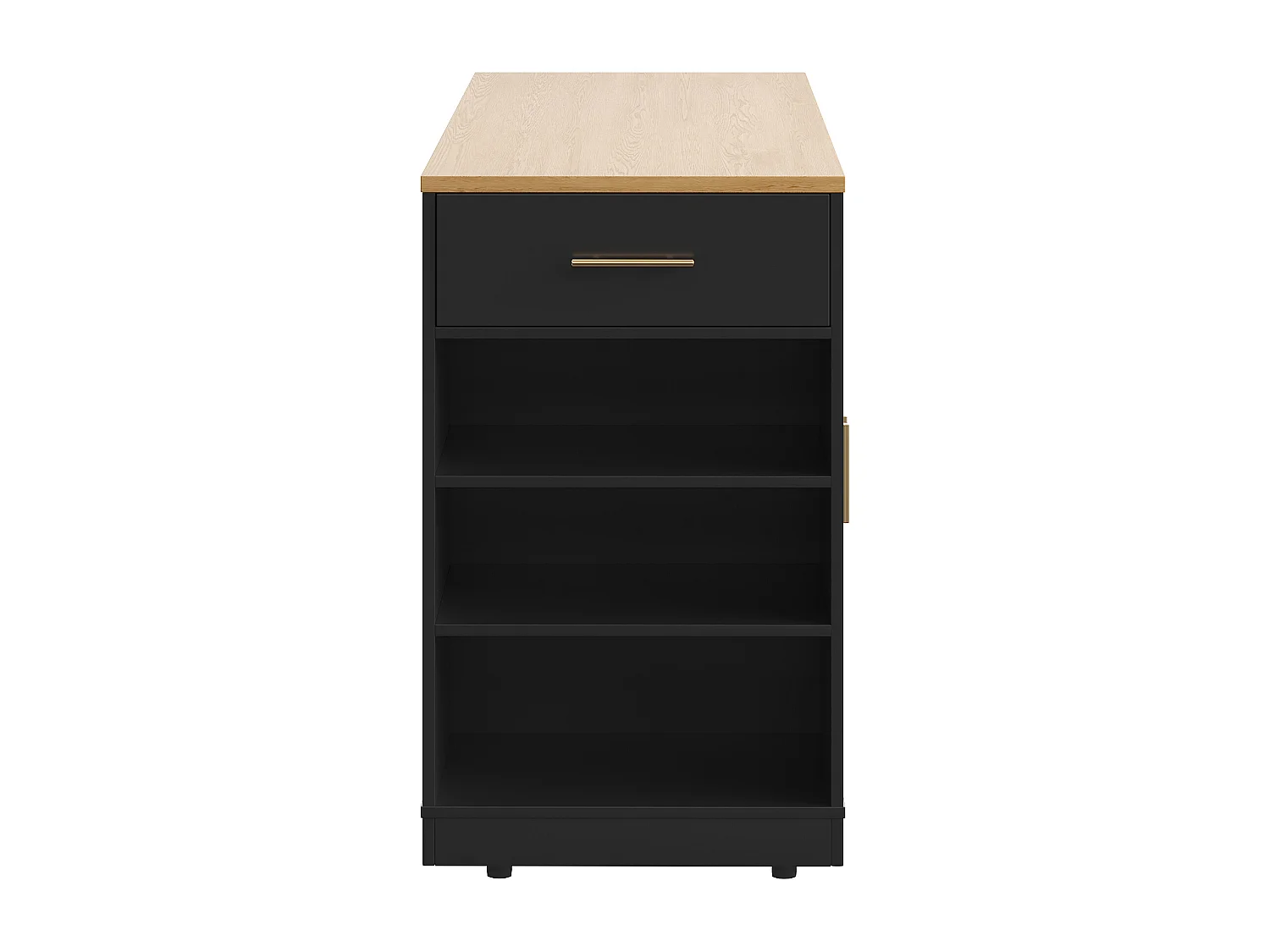 Desserte de cuisine à roulettes, Desserte de cuisine noire avec 2 portes et 3 tiroirs, grands compartiments