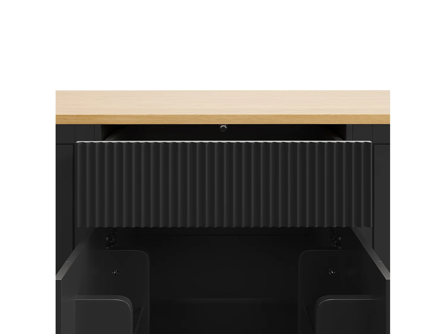 Desserte de cuisine à roulettes, Desserte de cuisine noire avec 2 portes et 3 tiroirs, grands compartiments