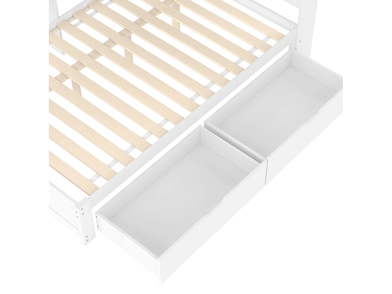 Tagesbett 140 x 200 cm, Kinderbett mit 2 Schubladen, Ablagefach, 2 USB-Anschlüssen – Weiß (ohne Matratze)