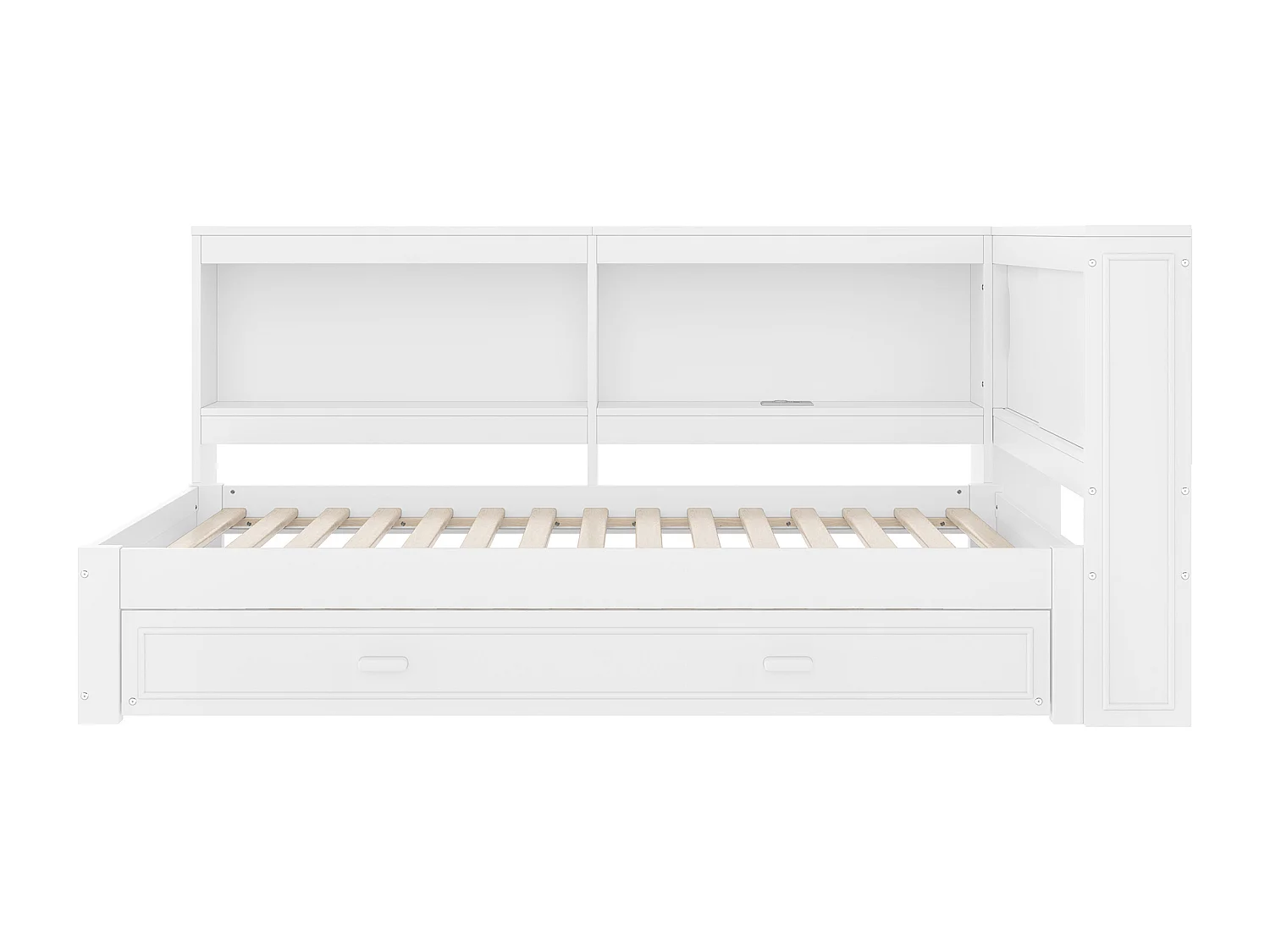 Lit banquette 90x200 cm Lit enfant avec lit gigogne, éclairage LED et prise USB - blanc (sans matelas)
