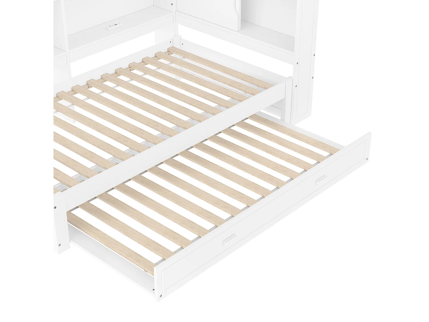 Lit banquette 90x200 cm Lit enfant avec lit gigogne, éclairage LED et prise USB - blanc (sans matelas)