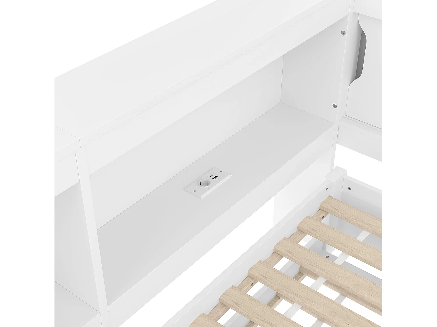 Lit banquette 90x200 cm Lit enfant avec lit gigogne, éclairage LED et prise USB - blanc (sans matelas)