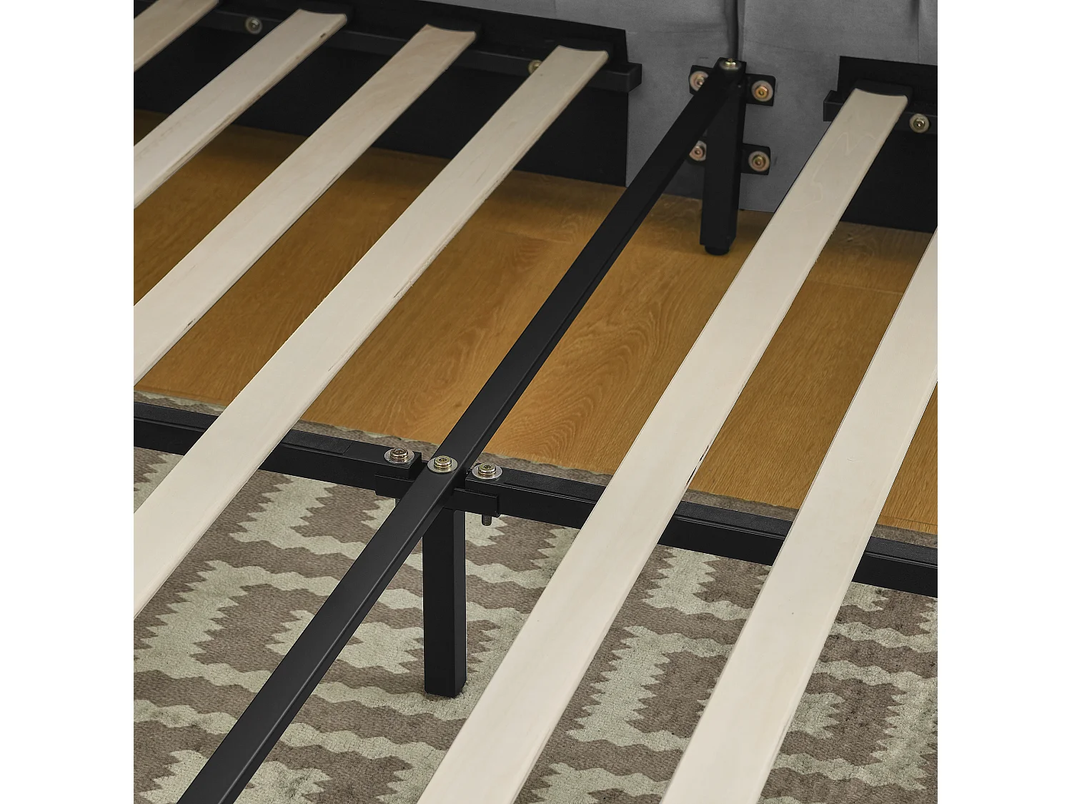 Cama de día 140x200 cm Cama adultos con respaldo y somier de madera - terciopelo gris (sin colchón)